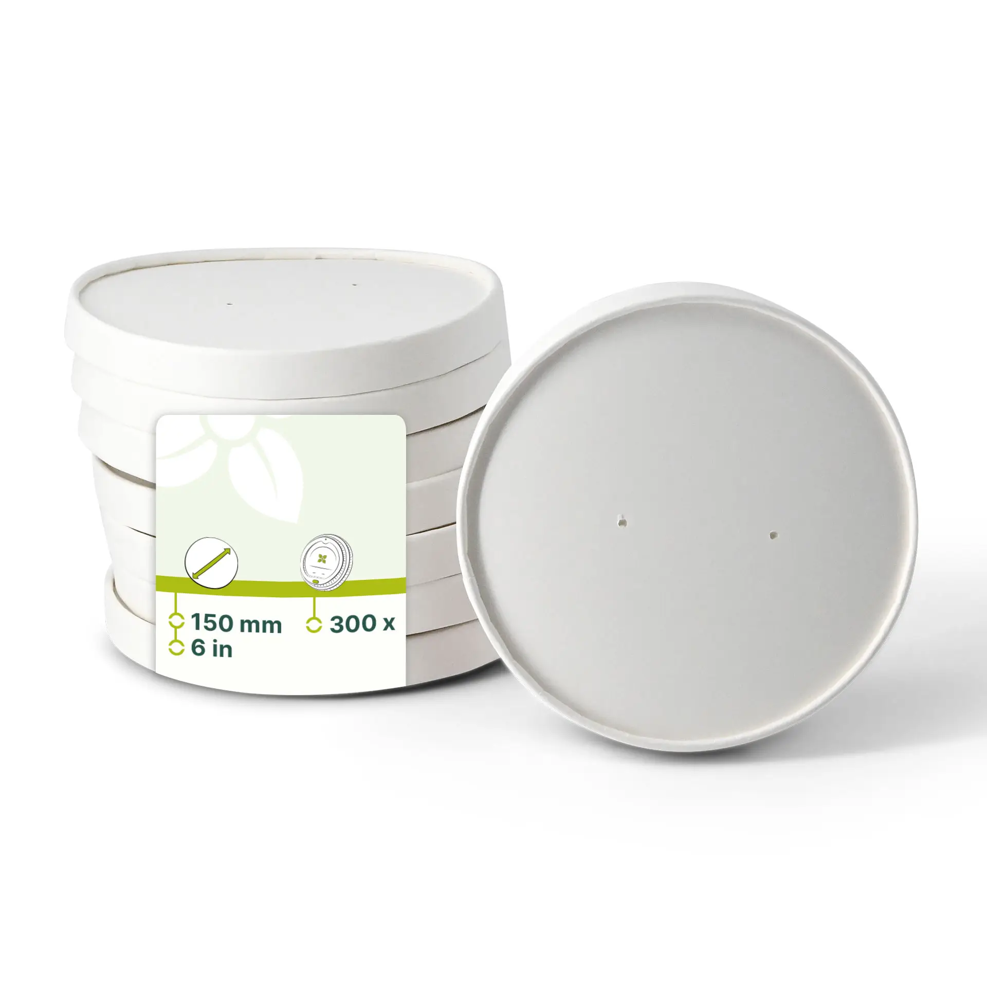 Karton-Membran-Deckel (bio-beschichtet) Ø 150 mm, weiß