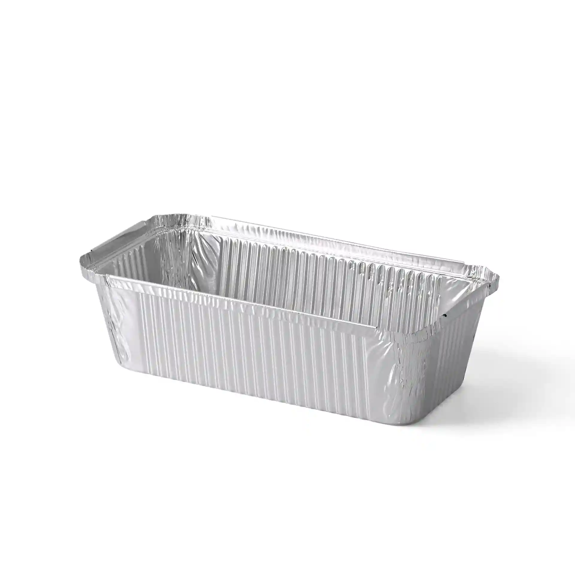 Contenitore rettangolare in alluminio di 21,8 x 11,3 x 5,4 cm con una capacità di 900 ml.