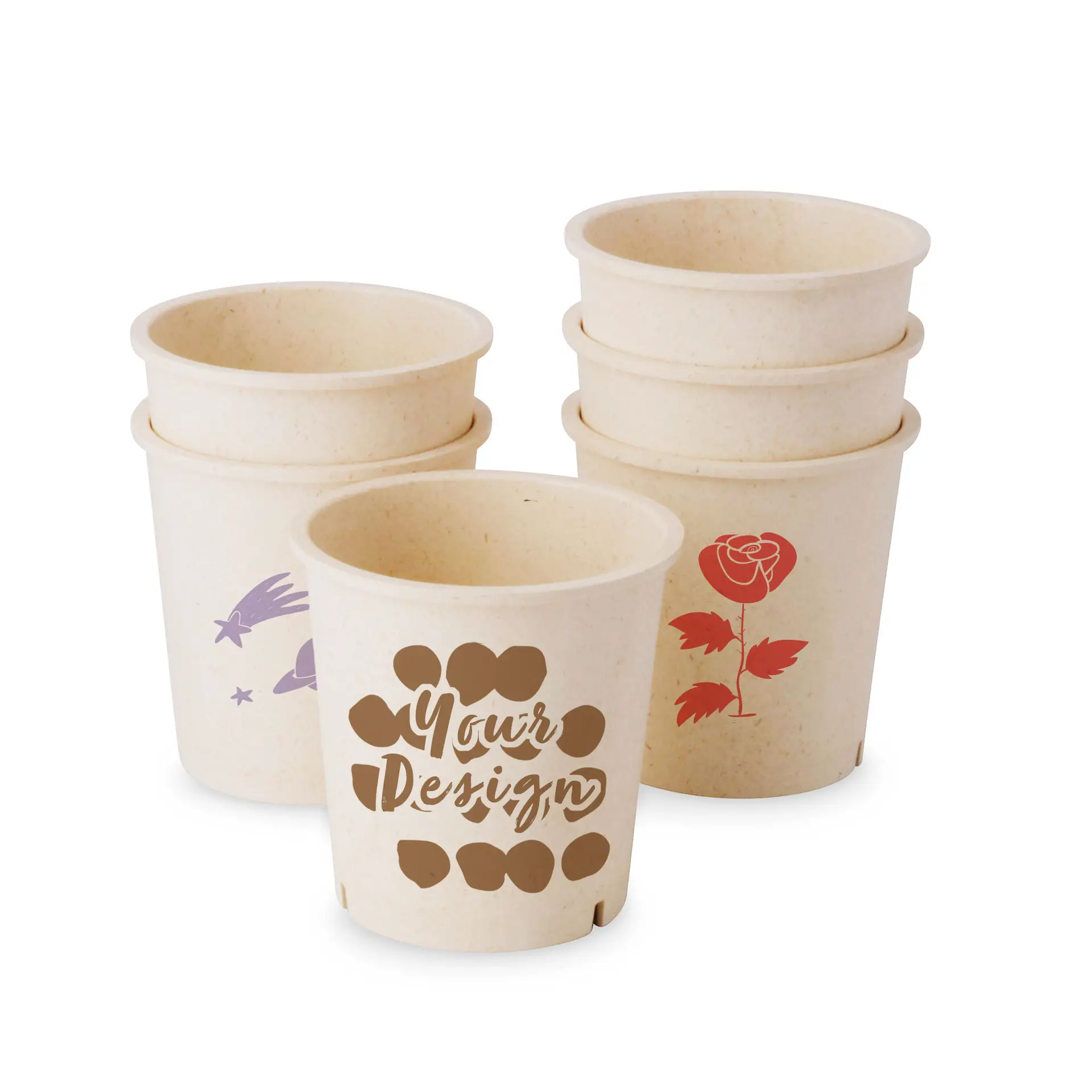 Stampare bicchieri da zuppa riutilizzabili, 400 ml, bianco crema