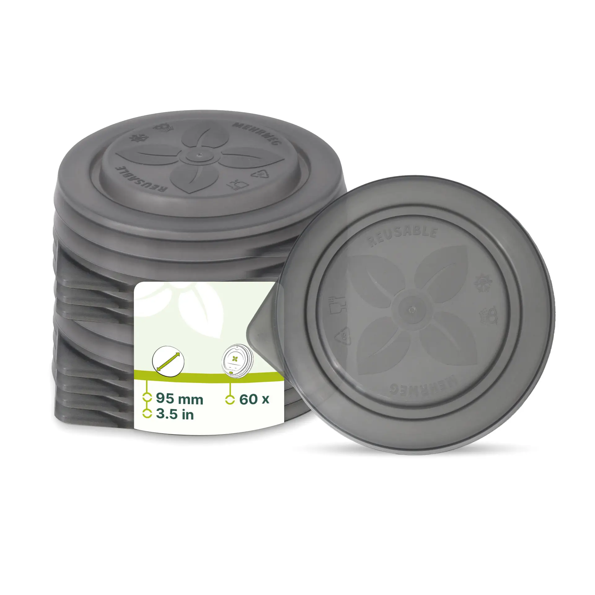 Mehrwegdeckel "merways Cup" Ø 95 mm, PP, grau