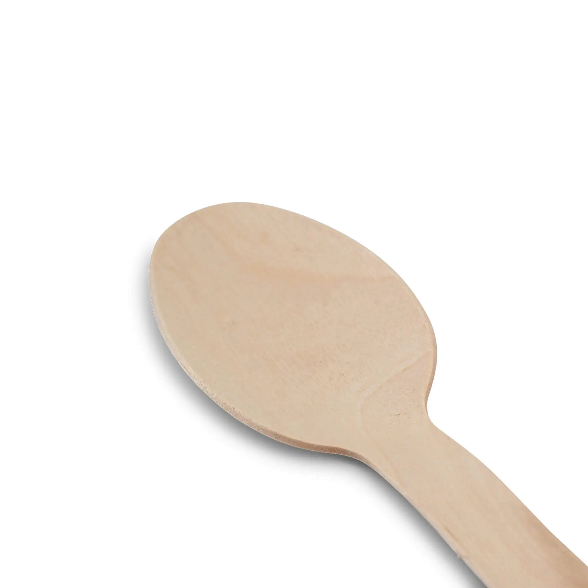 Cucchiaio di legno con superficie liscia, lungo circa 18 cm, in legno marrone con finitura bio.