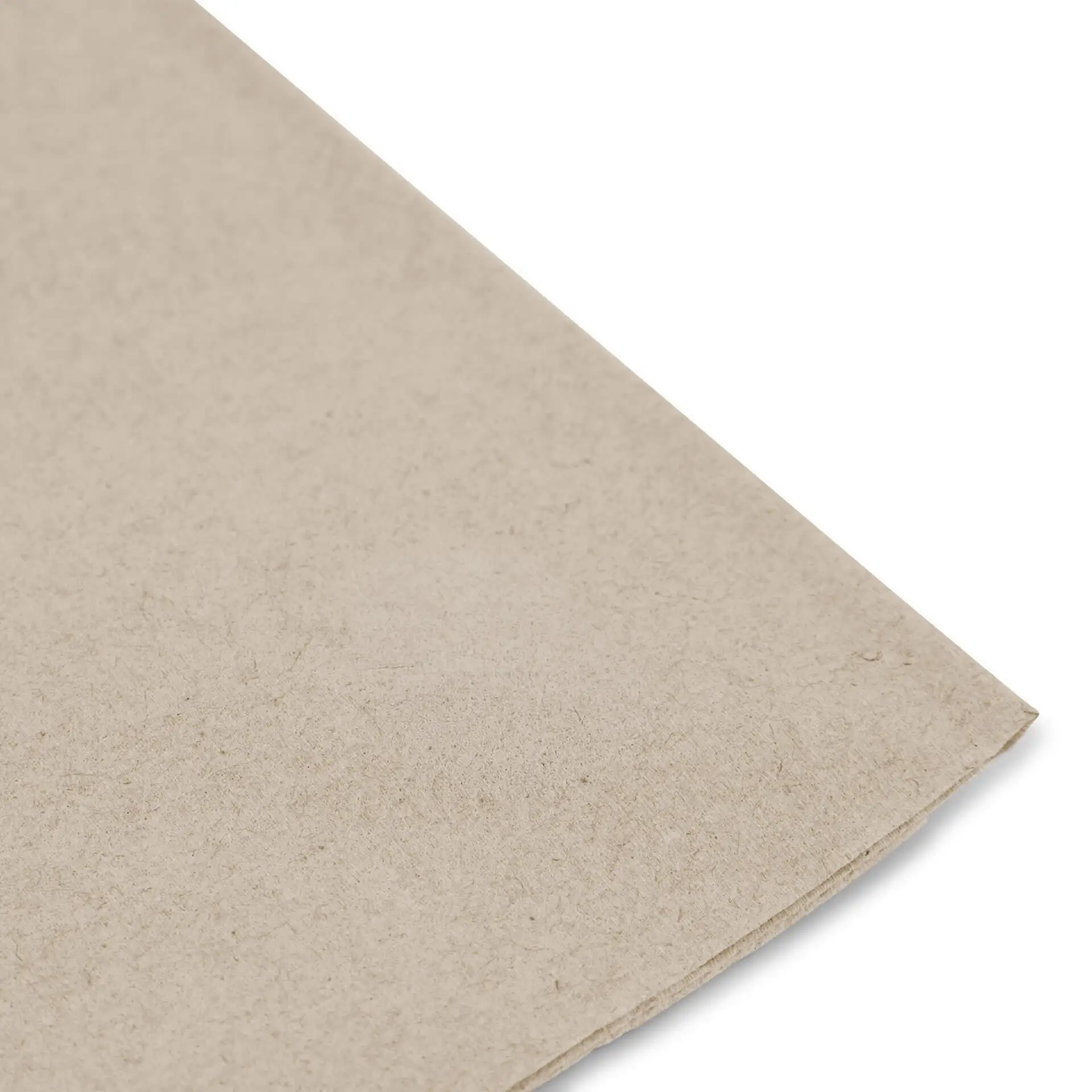 Sacchetto rettangolare in carta riciclata non sbiancata con simbolo di riciclo stampato e testo.
