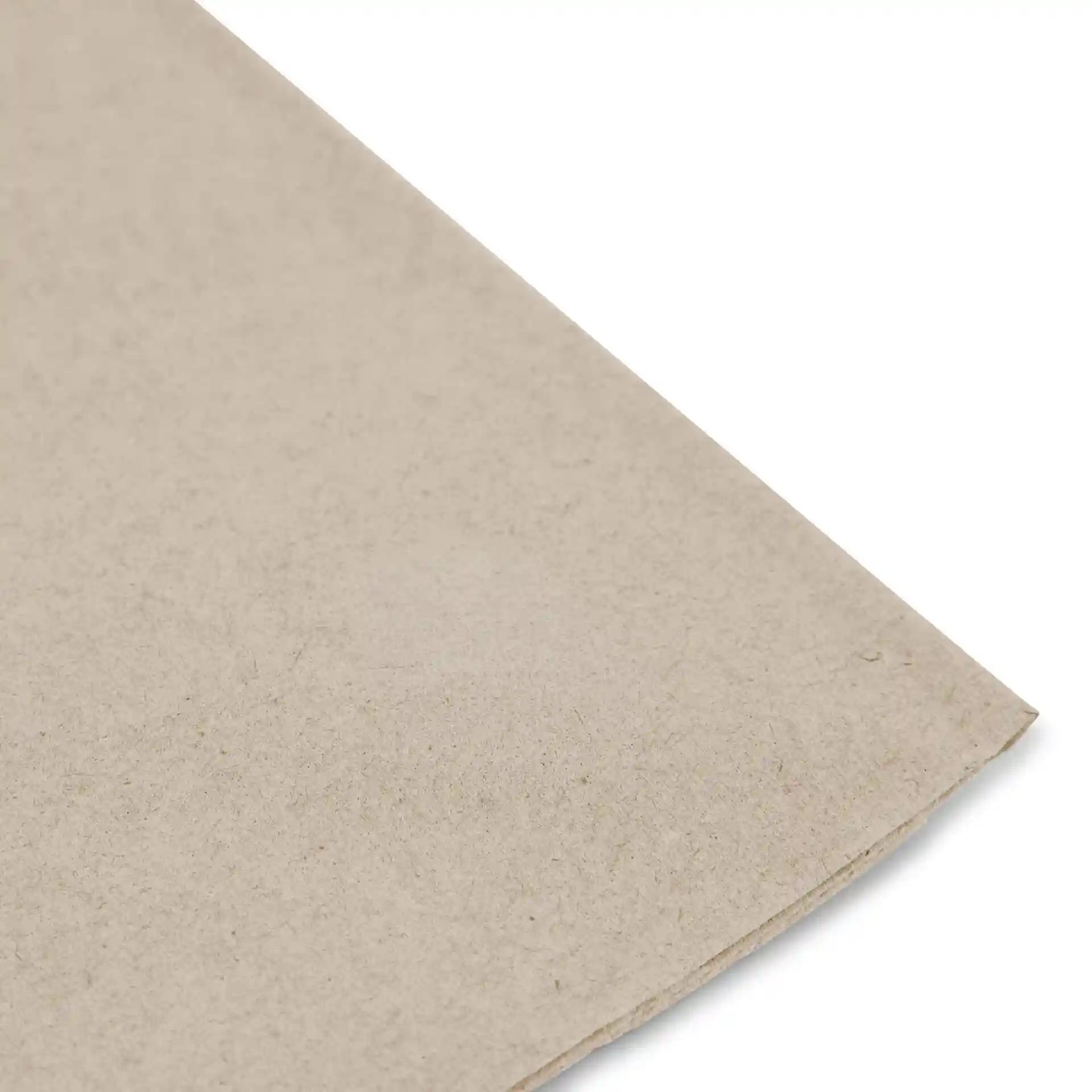 Sacchetto rettangolare in carta riciclata non sbiancata con simbolo di riciclo stampato e testo.