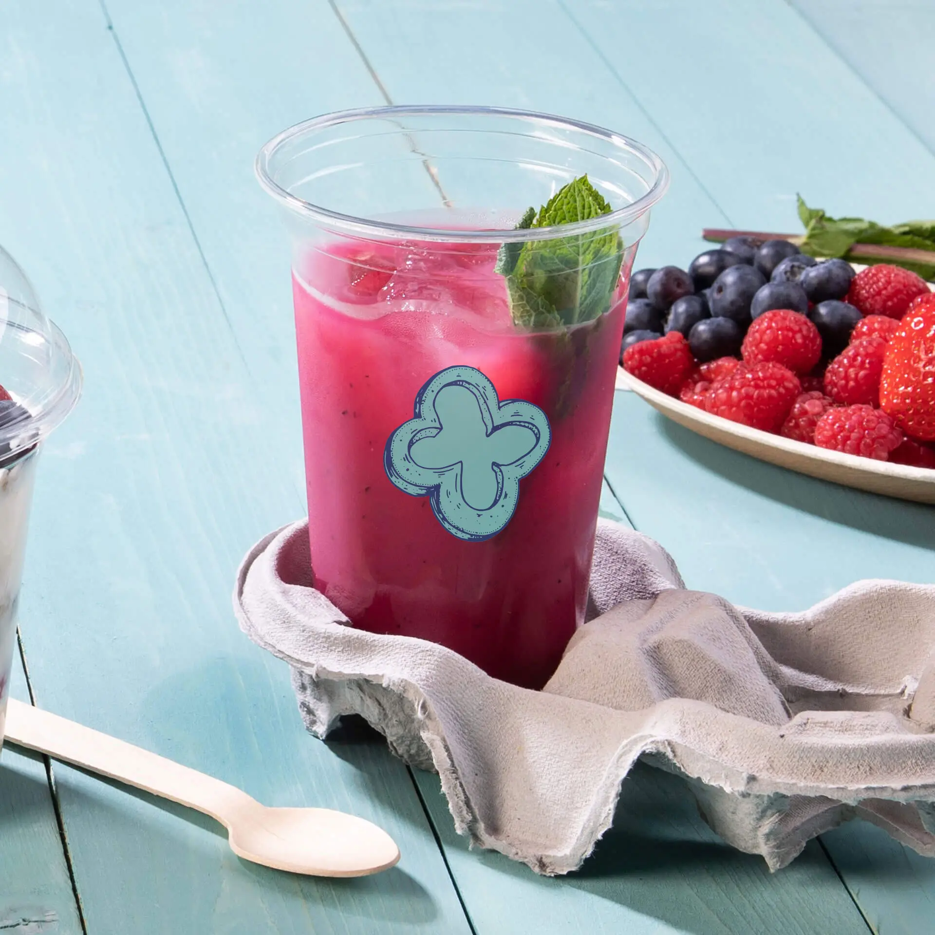 Bicchieri di plastica personalizzati 500 ml / 20 oz, trasparenti, rPET