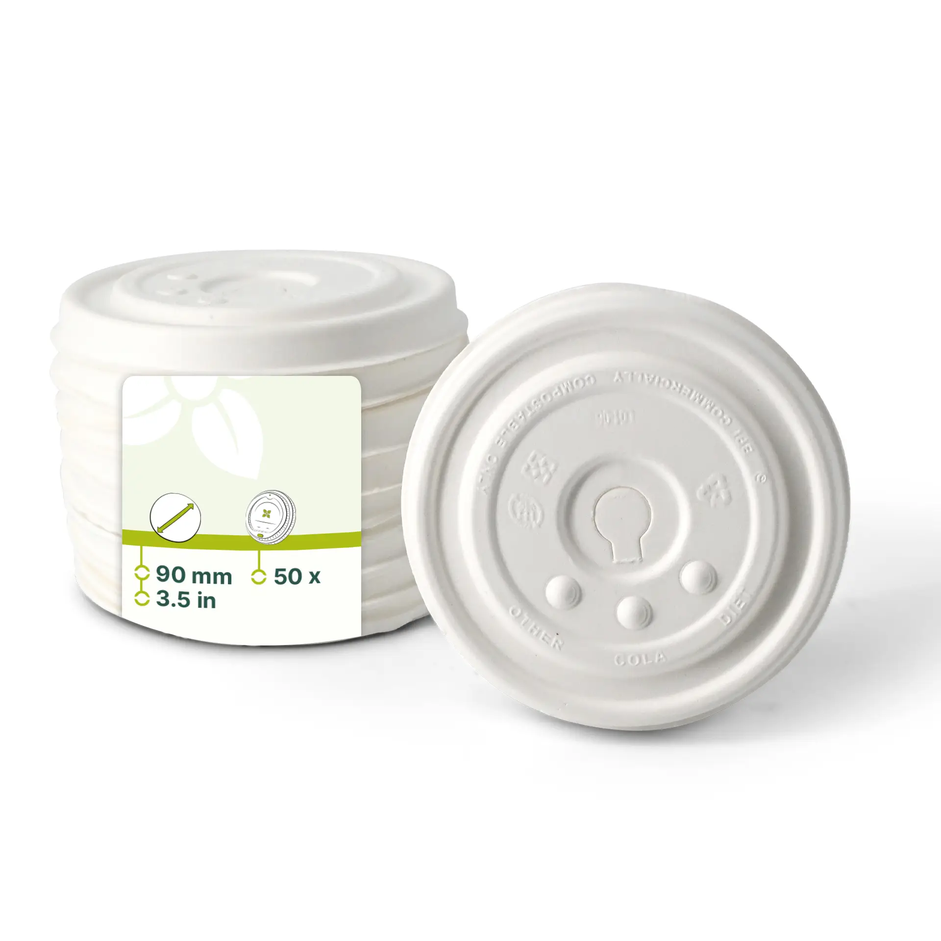 Papp-Flachdeckel Ø 90 mm, weiß, Halmkreuz