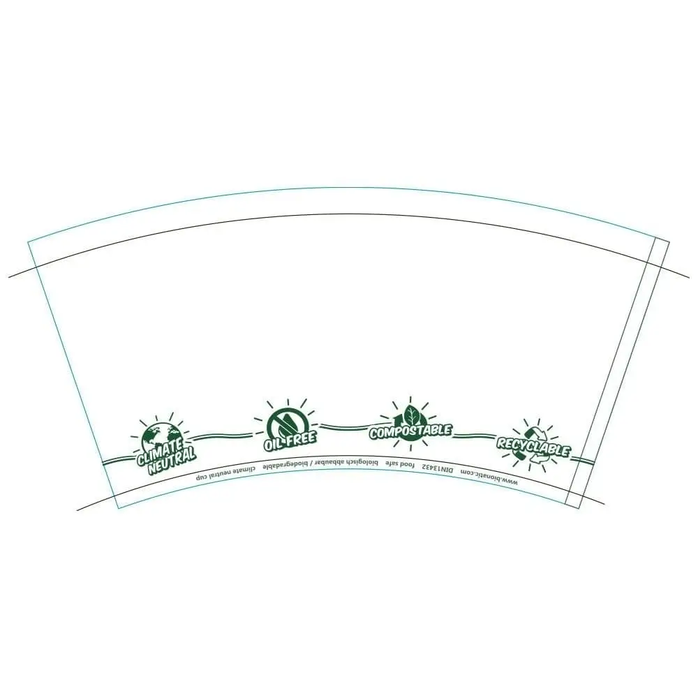 Bicchiere di carta 300 ml / 12 oz, Ø 90 mm, con icone "EcoUp©", monostrato, bianco, con rivestimento in PLA