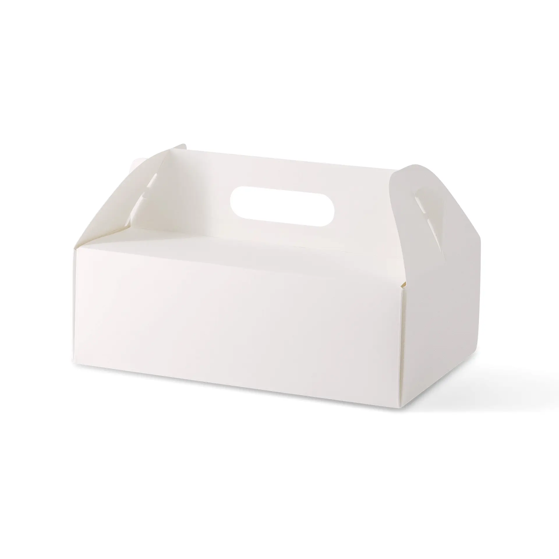 Kuchenbox aus Pappe mit Griff L, 26 x 17 x 9 cm, weiß, faltbar