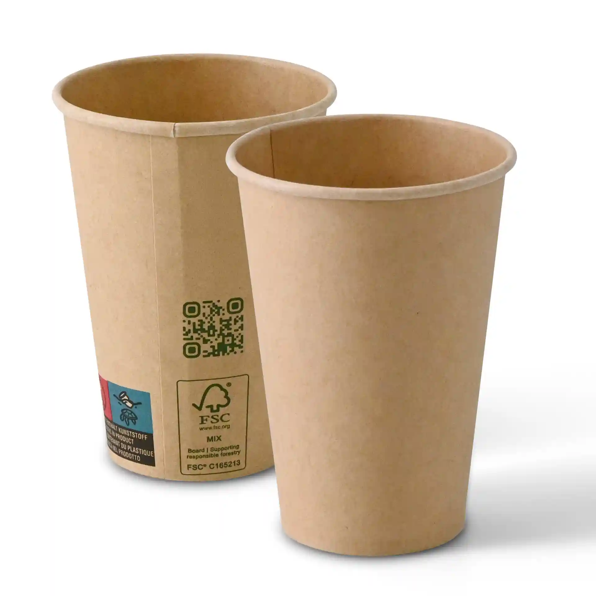 Bicchieri marroni a parete singola per distributori, capacità di 180 ml, diametro di 70 mm e altezza di 98 mm.