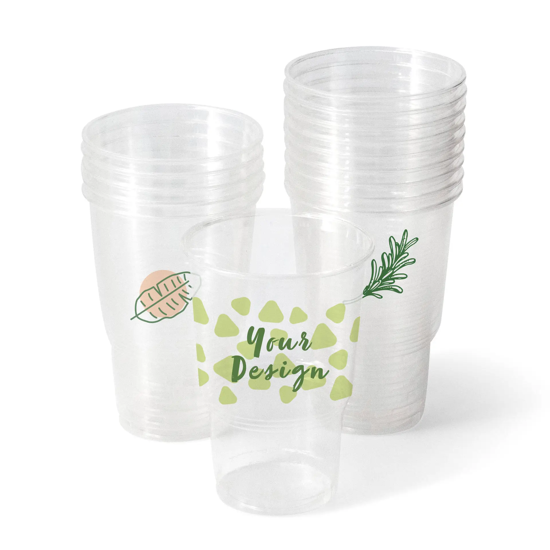 Bicchieri di plastica personalizzati 250 ml / 10 oz, trasparenti, rPET