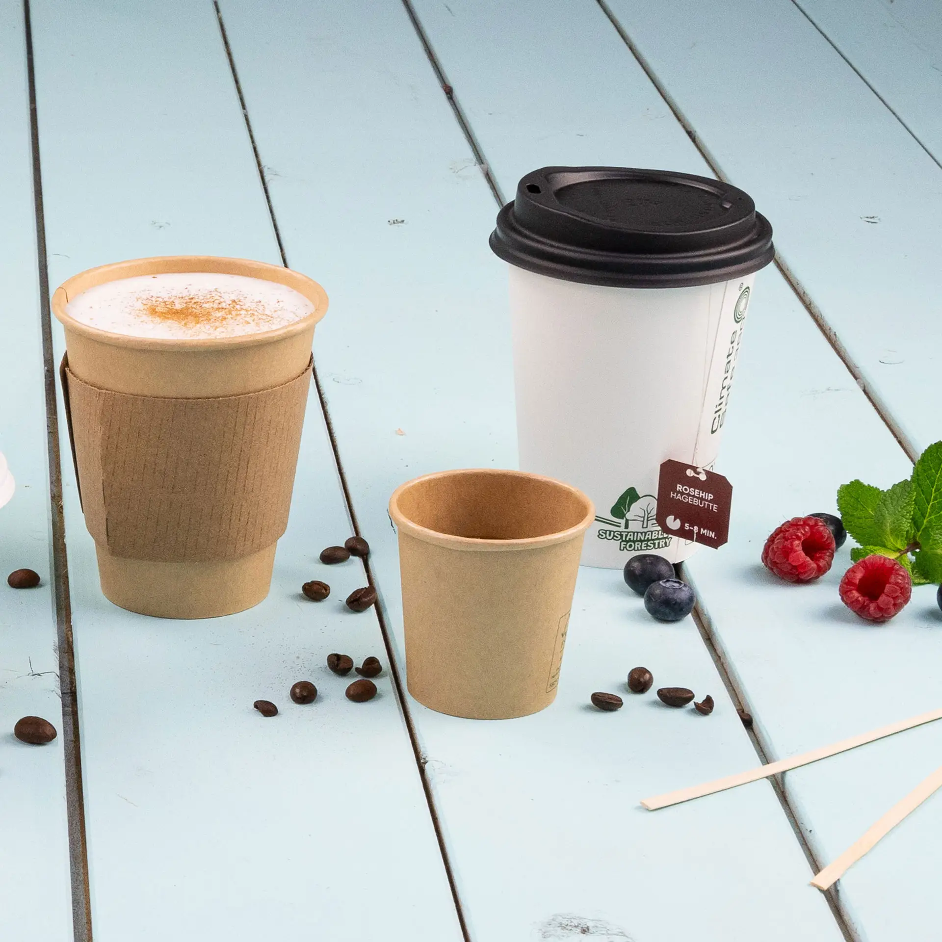 Bicchiere di carta 300 ml / 12 oz, Ø 90 mm, con icone "EcoUp©", monostrato, bianco, con rivestimento in PLA