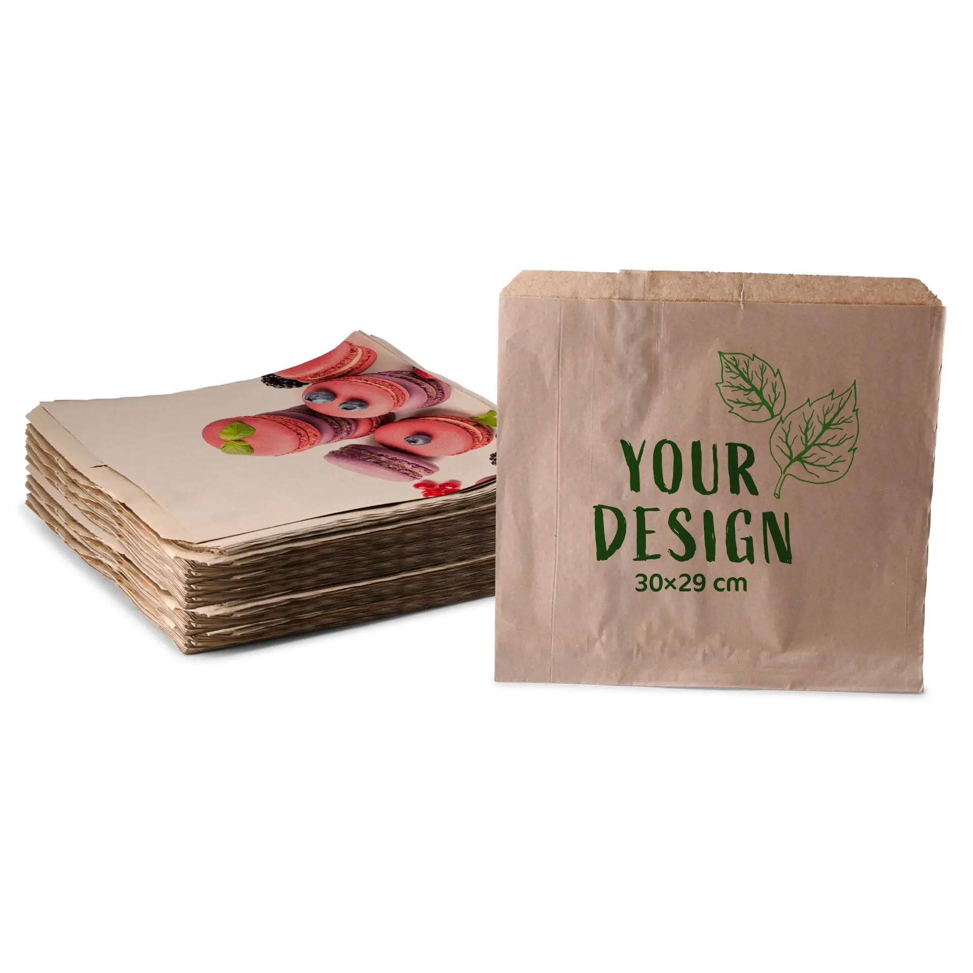 Stampa sacchetti piatti, marrone, 30 × 29 cm