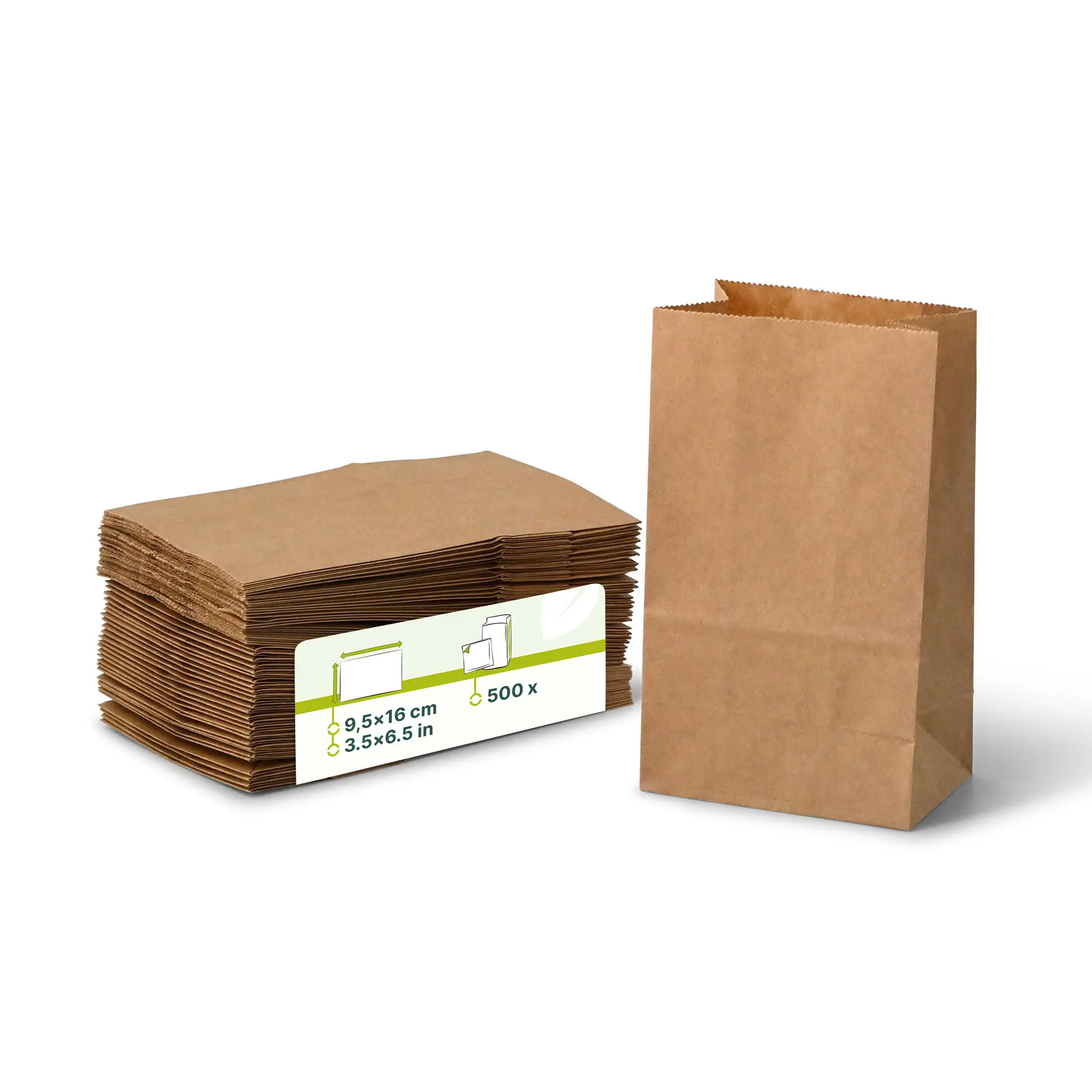 Blockbeutel S, 9,5 x 6 x 16 cm, braun, Kraftpapier