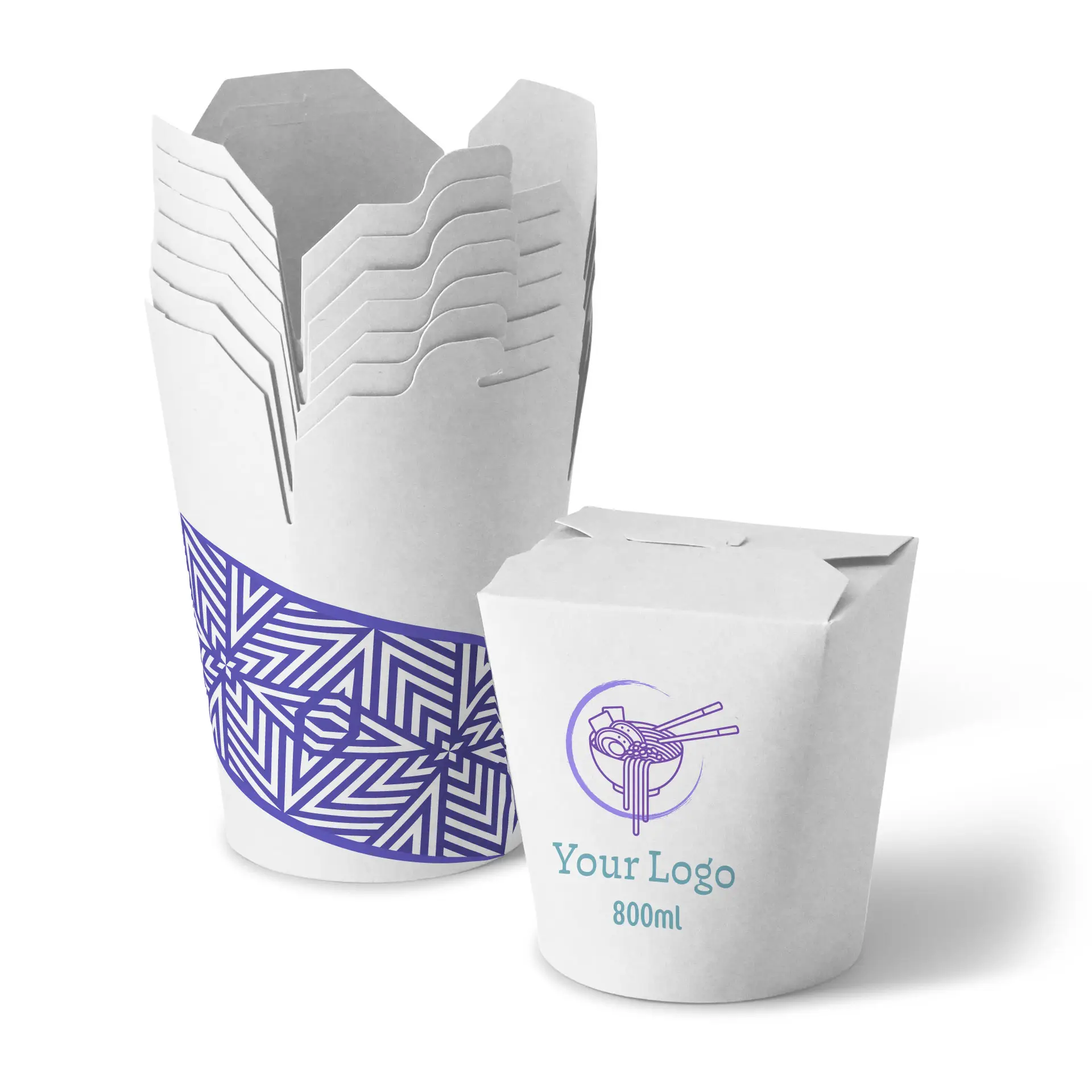 Scatole noodles personalizzate, 800 ml, bianco, con rivestimento PE