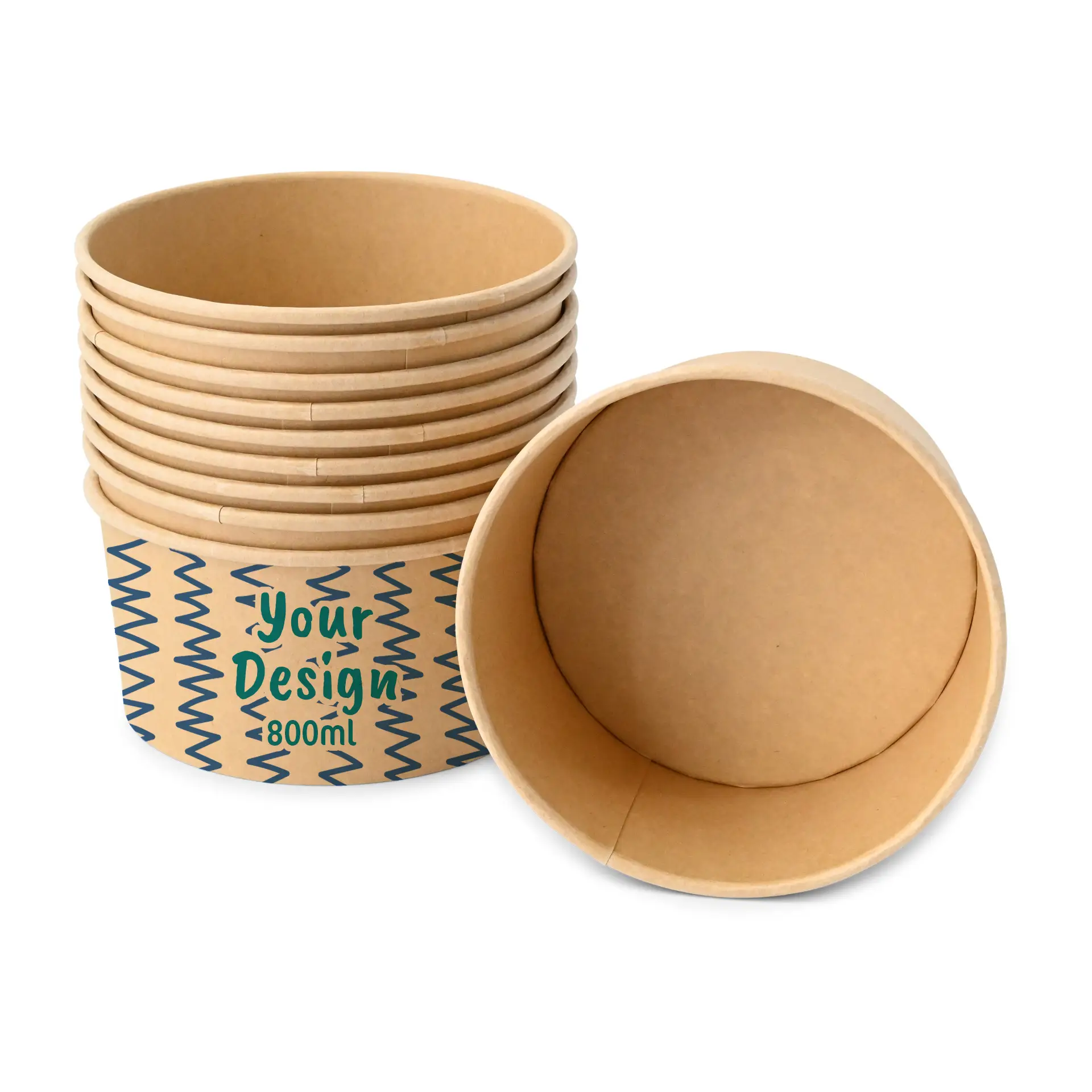 Ciotole per insalata personalizzate / Bowls stampate, 800 ml, Ø 150 mm, marrone, con rivestimento PE