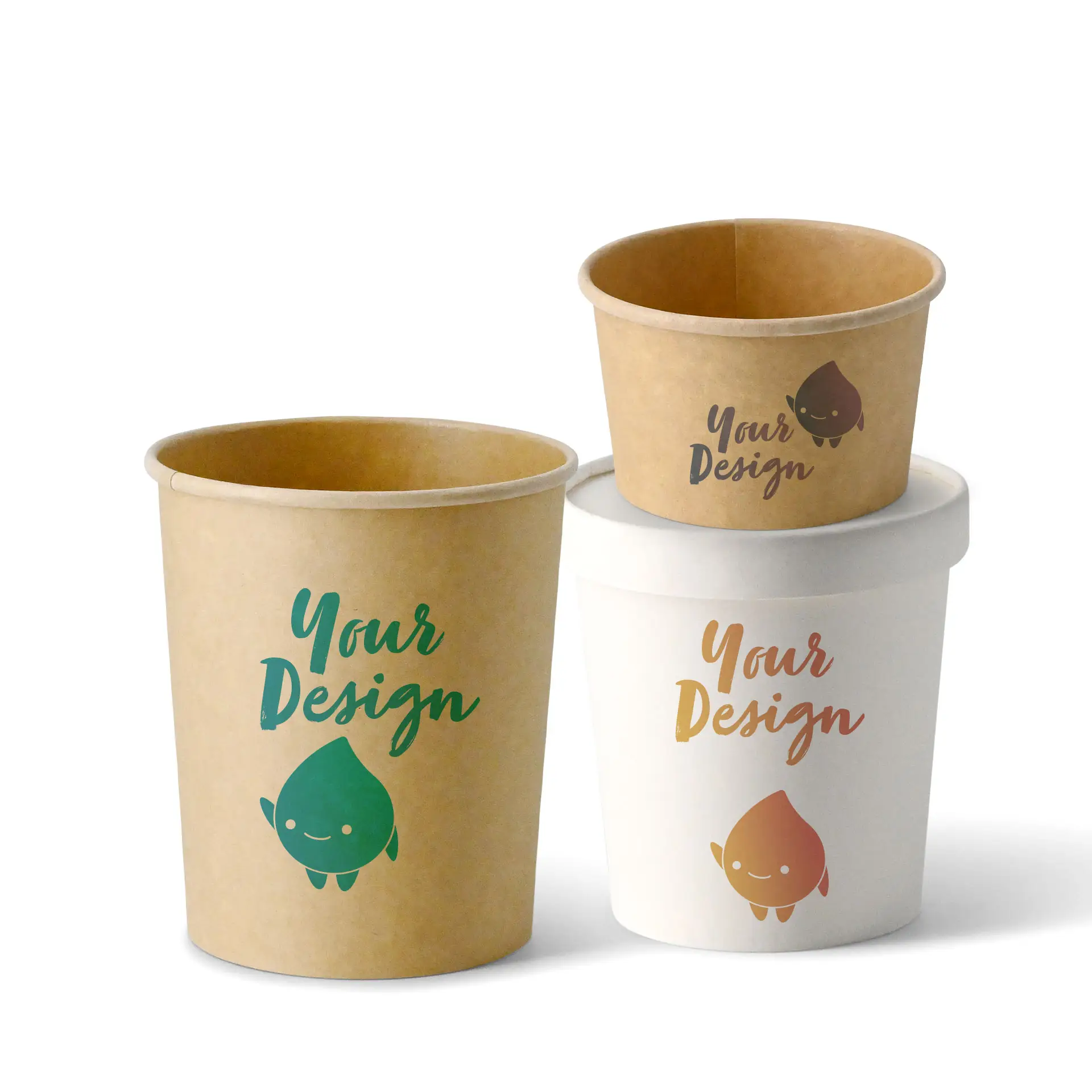 Suppenbecher to go bedruckt, 400 ml, Ø 95 mm, weiß, PE-beschichtet