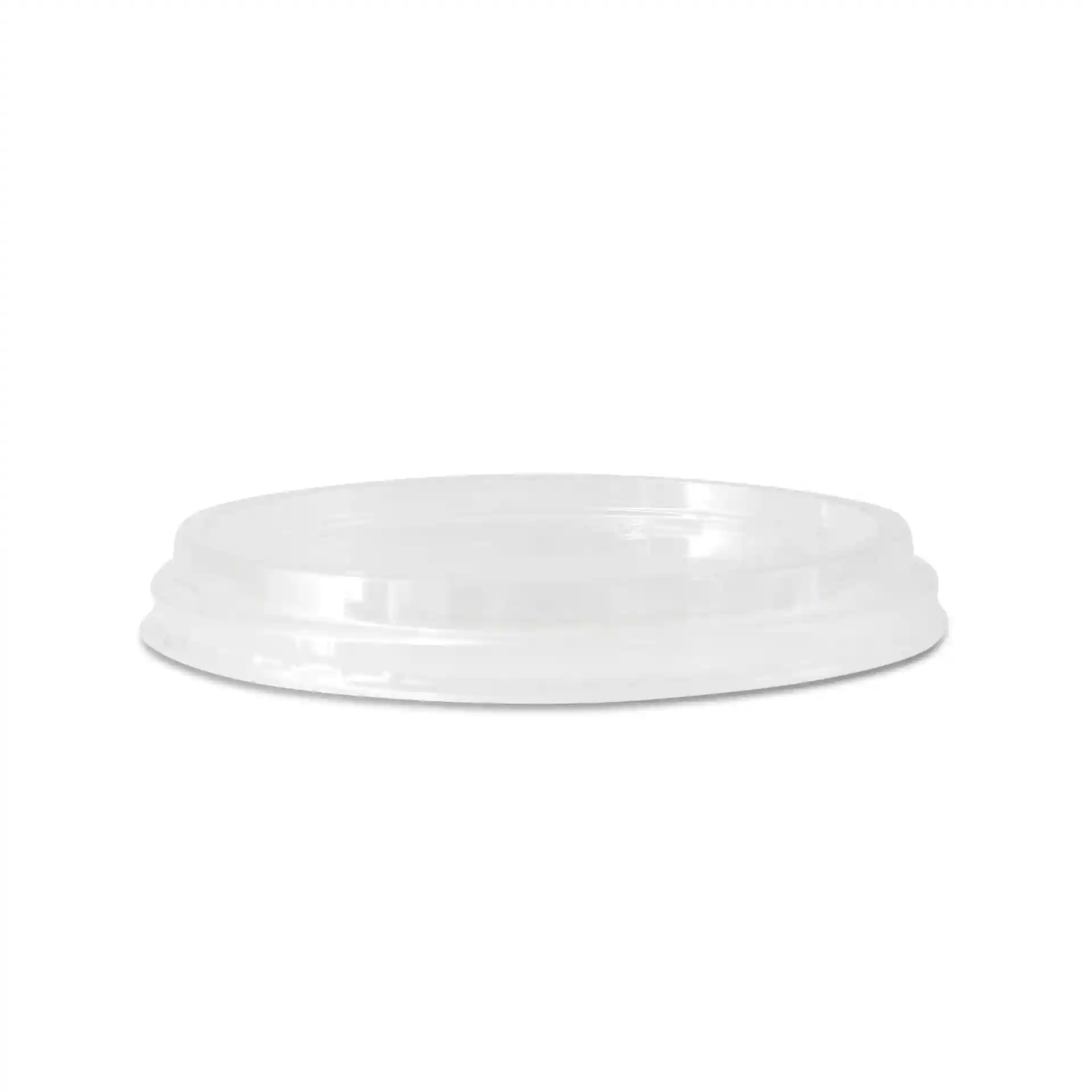 Coperchio rotondo trasparente per bicchieri, con un diametro di 121 mm e un'altezza di 16 mm.