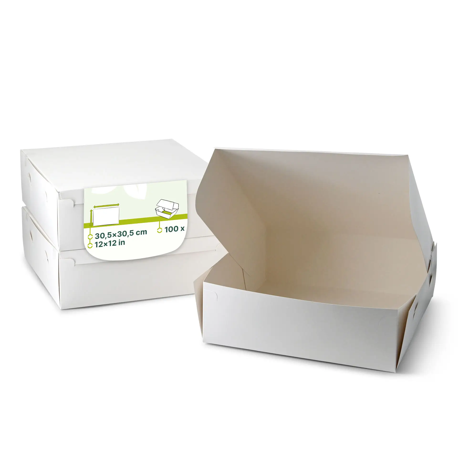 Tortenkarton L, 30,5 x 30,5 x 10 cm, weiß