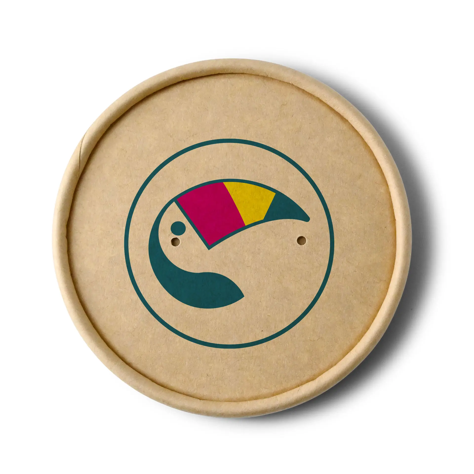 Bedruckte Membrandeckel für Suppenbecher, ⌀ 90 mm, braun, PE-beschichtet