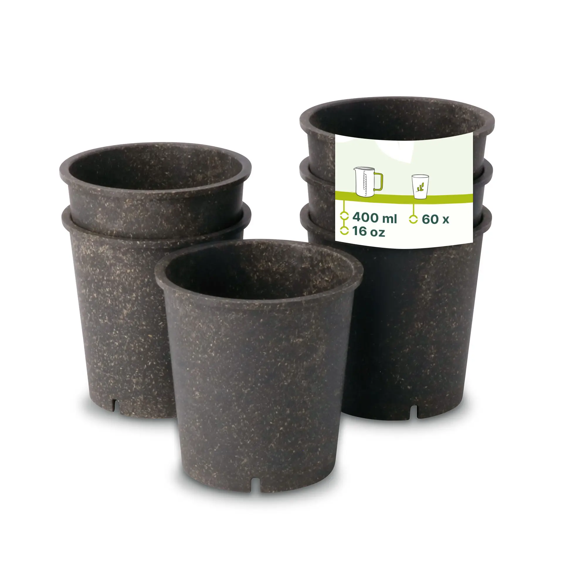 Mehrweg-Becher "merways Cup" 400 ml, Ø 95 mm, Pfeffer / grau