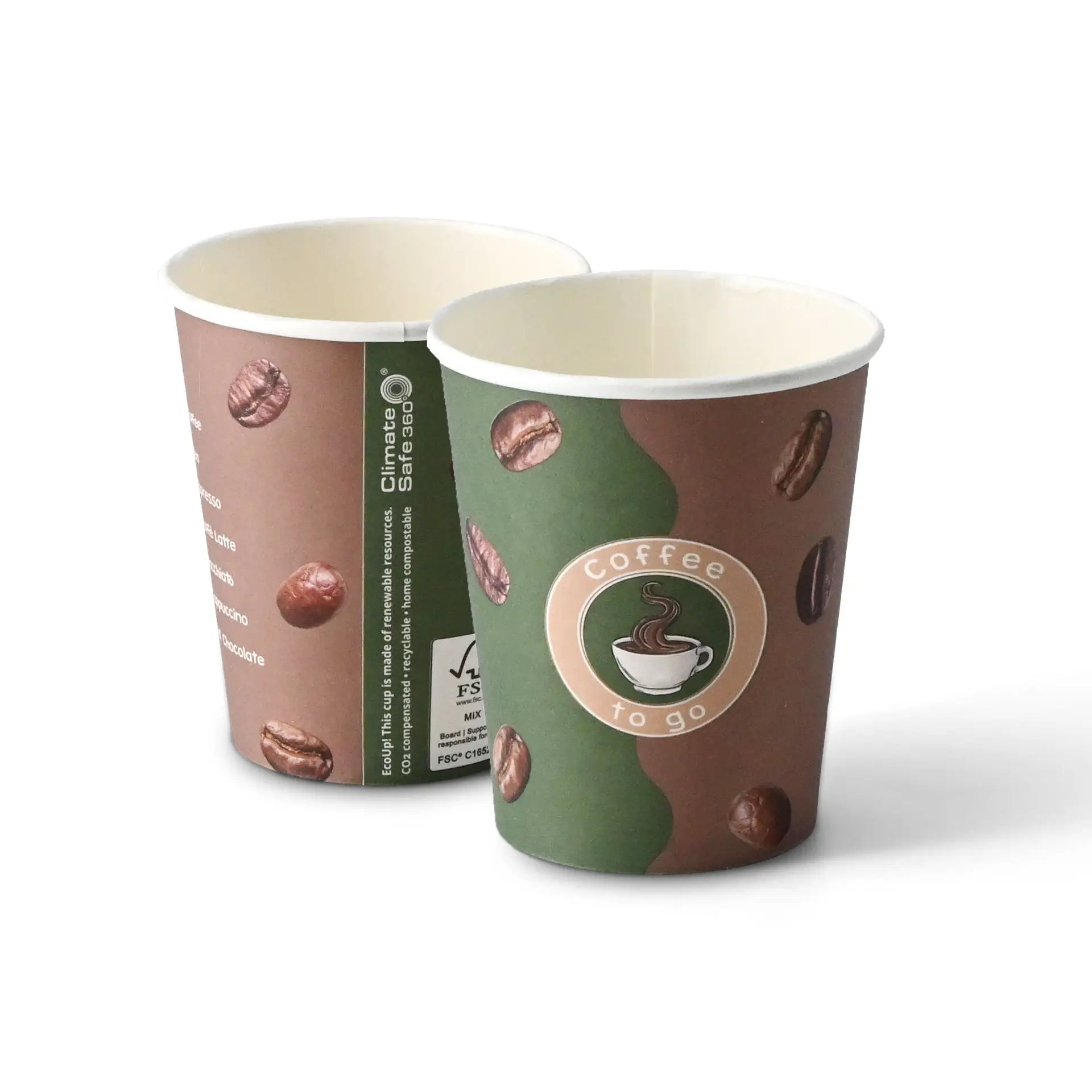 Pappbecher bedruckt "Kaffee"  200 ml / 8 oz, Ø 80 mm