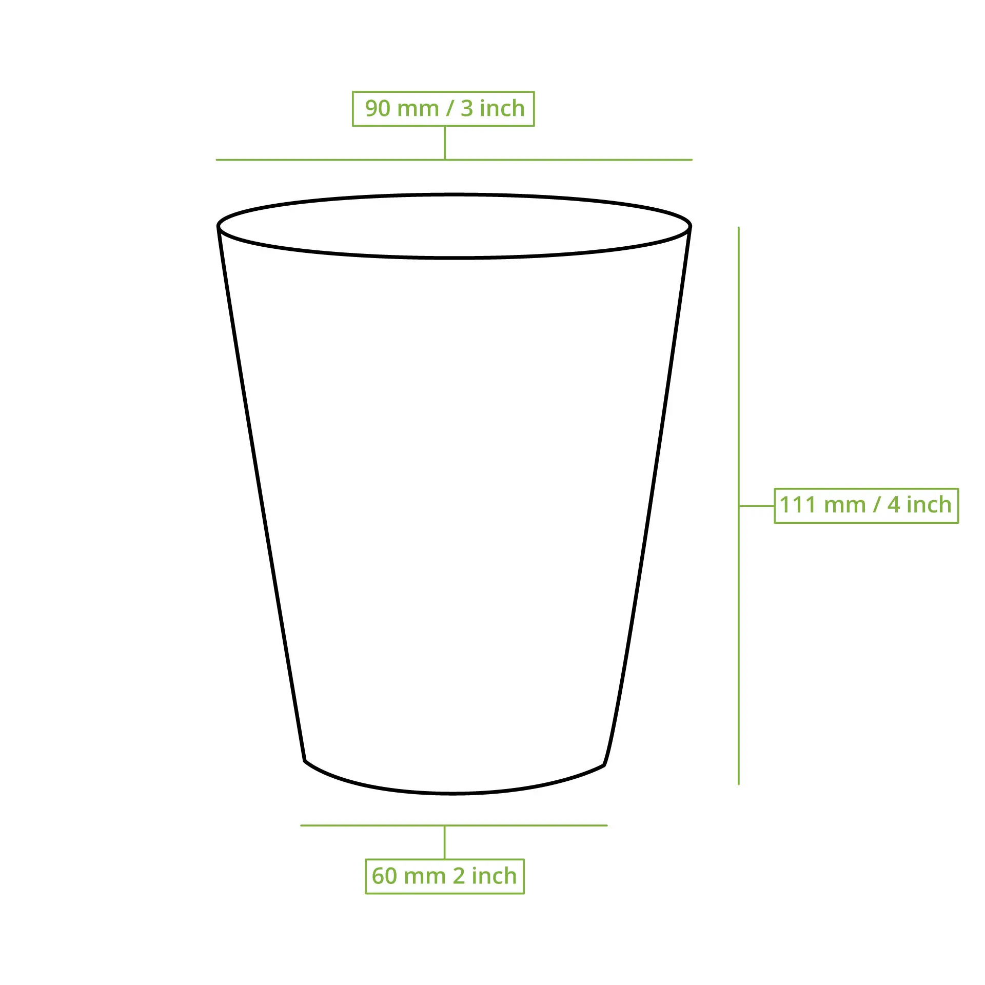 Pappbecher 300 ml / 12 oz, Ø 90 mm, einwandig, schwarz, PLA-beschichtet