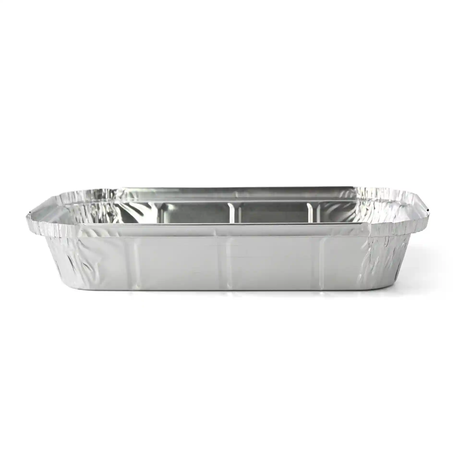 Contenitore rettangolare in alluminio di 22,4 x 13,2 x 3,4 cm con un volume di 650 ml.