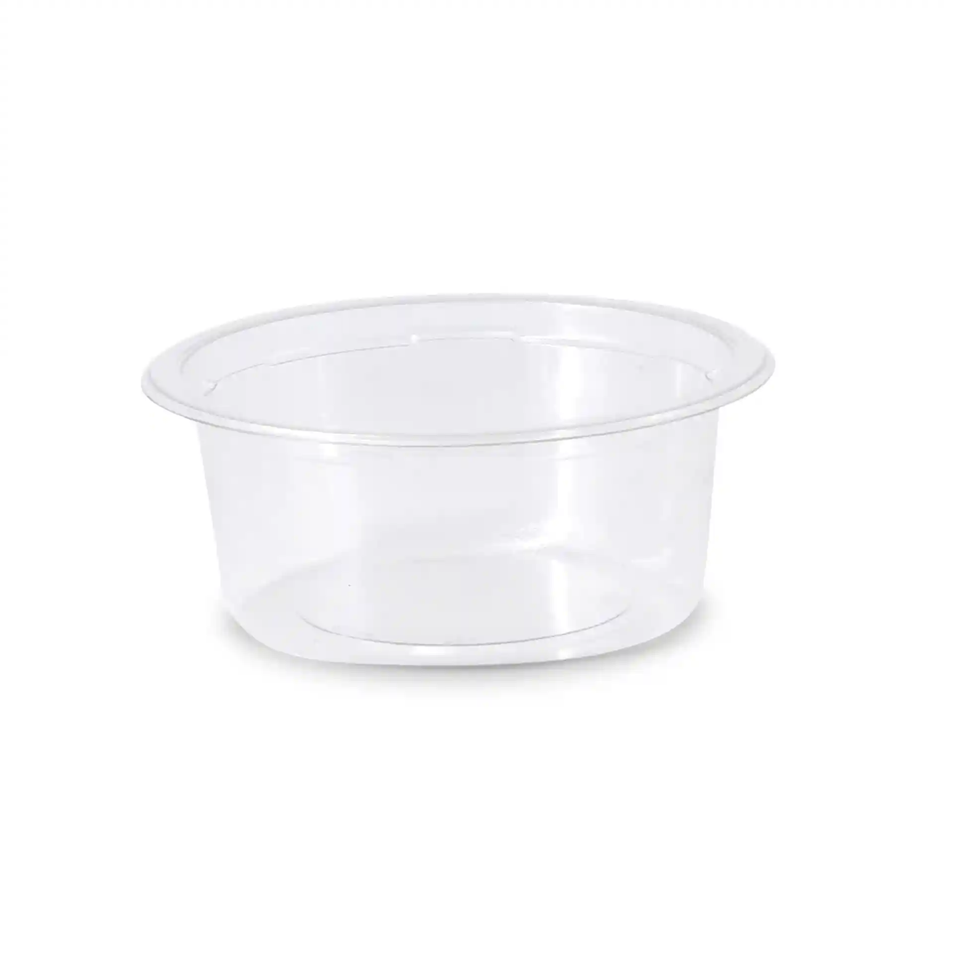 Vasetto deli rotondo trasparente con un diametro di 123 mm e un'altezza di 60 mm, capienza di 325 ml.