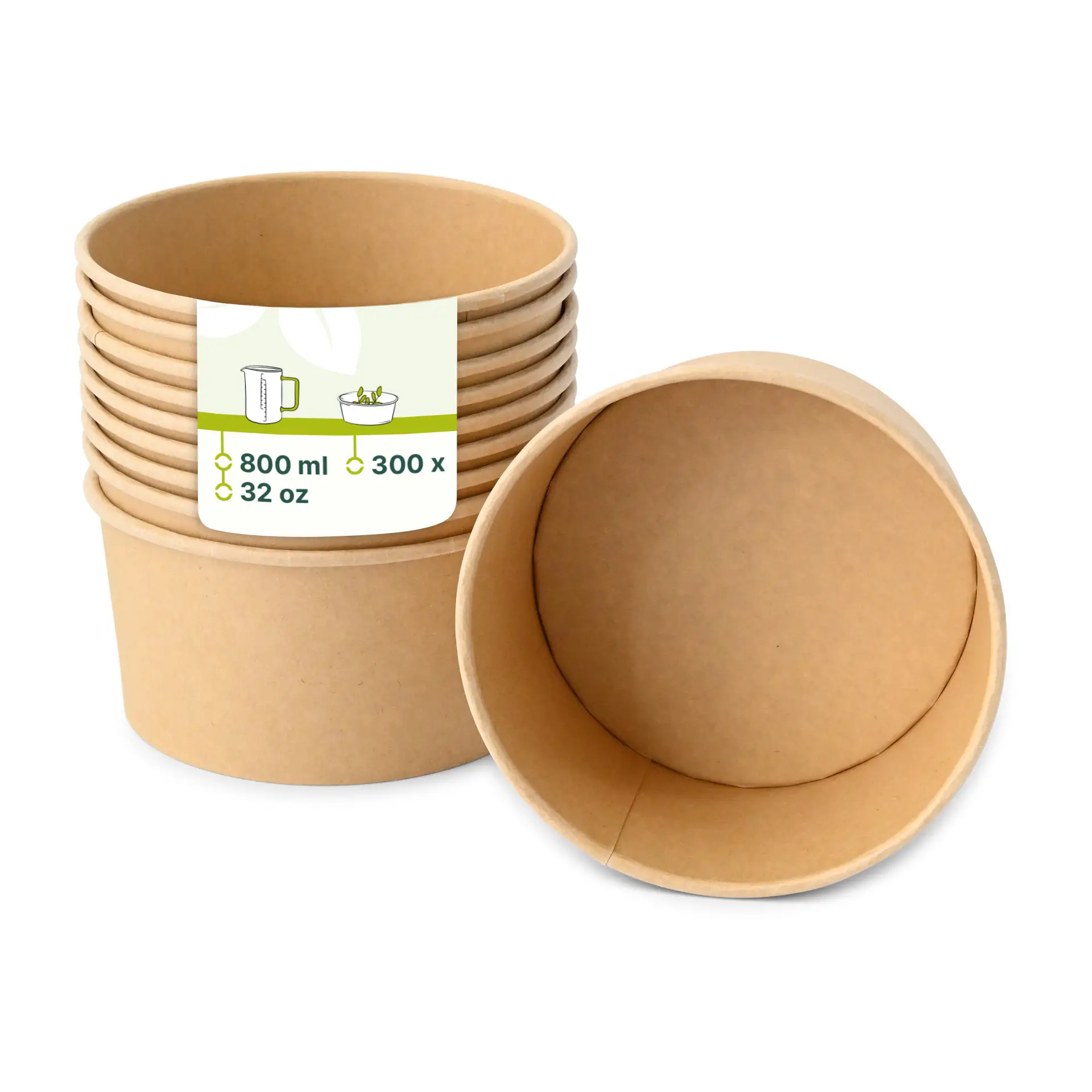 Kartonschalen (beschichtet) / Salatschalen 800 ml, Ø 150 mm, braun, rund (1000 ml max. Volumen)
