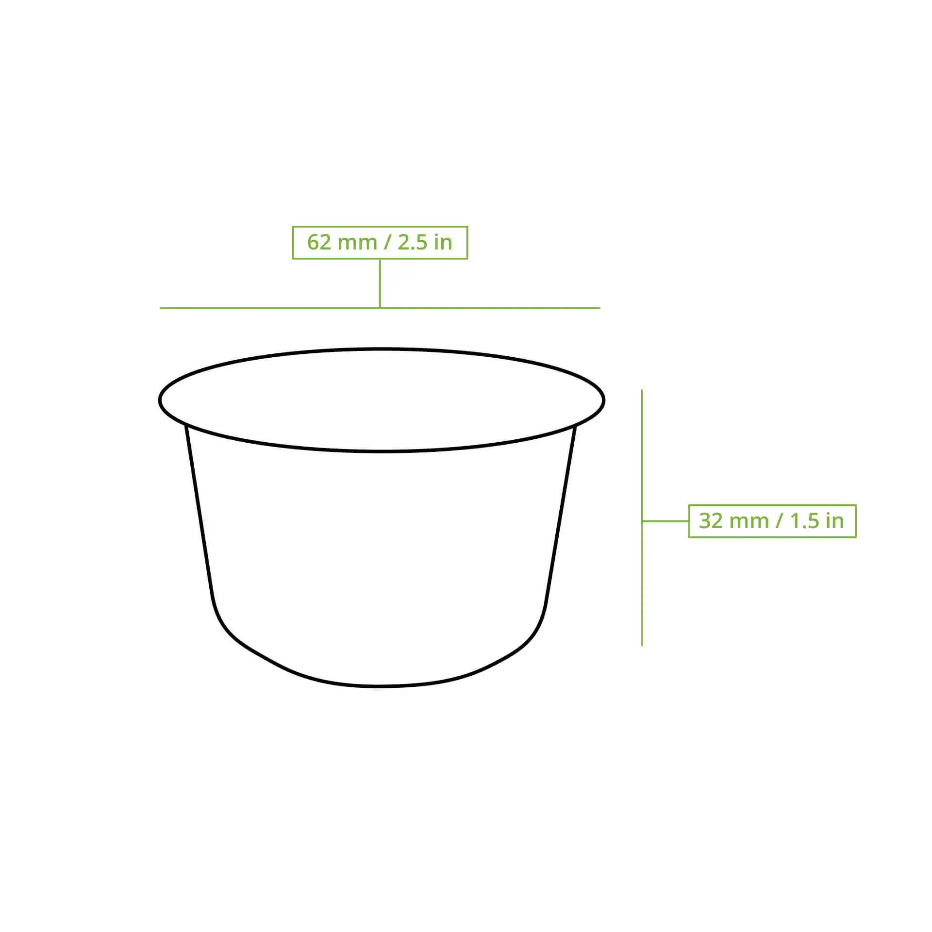 Becher aus Zuckerrohr, 50 ml, Ø 62 mm, rund
