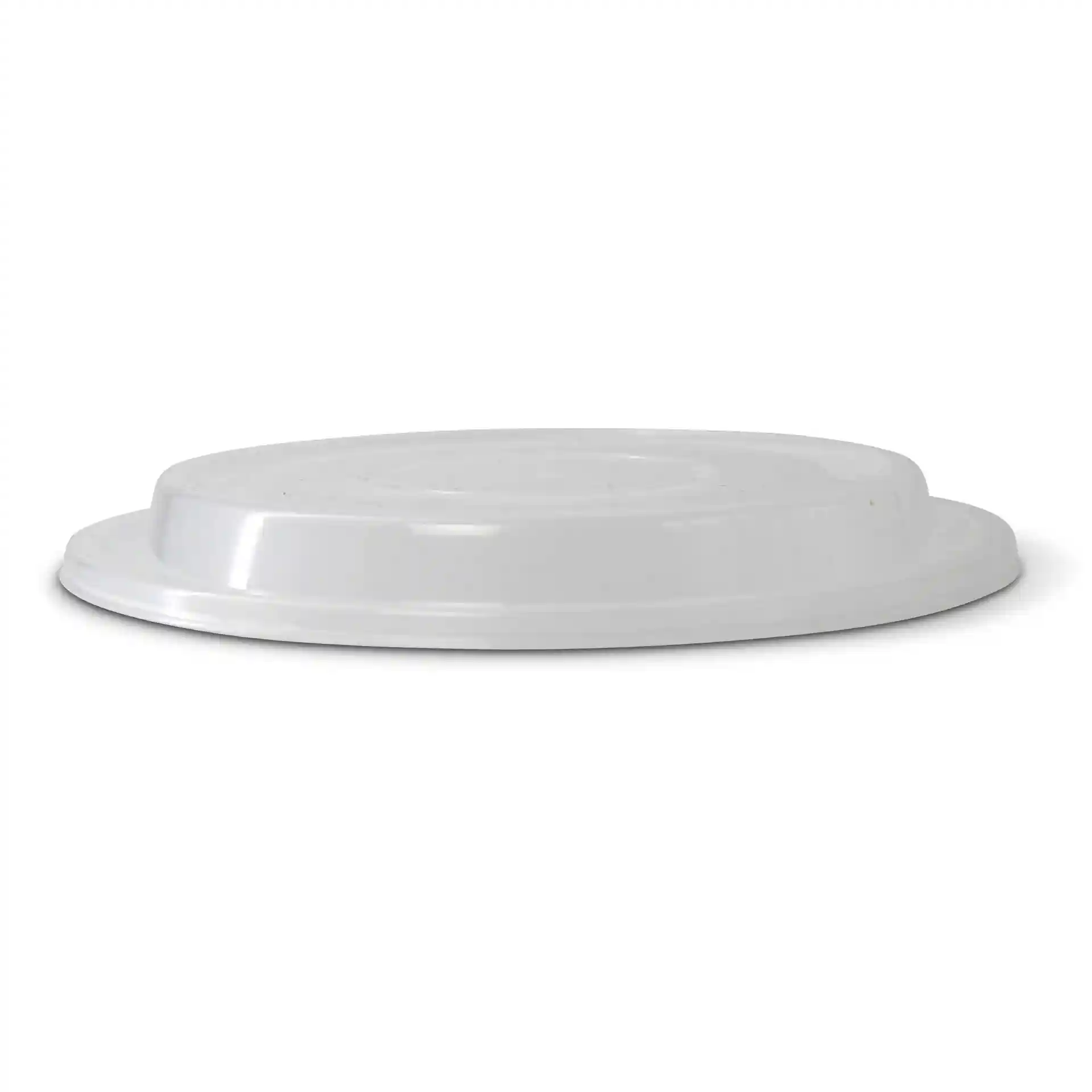 Coperchio rotondo trasparente riutilizzabile in polipropilene, con un'altezza di 15,2 mm e un diametro di 160 mm.