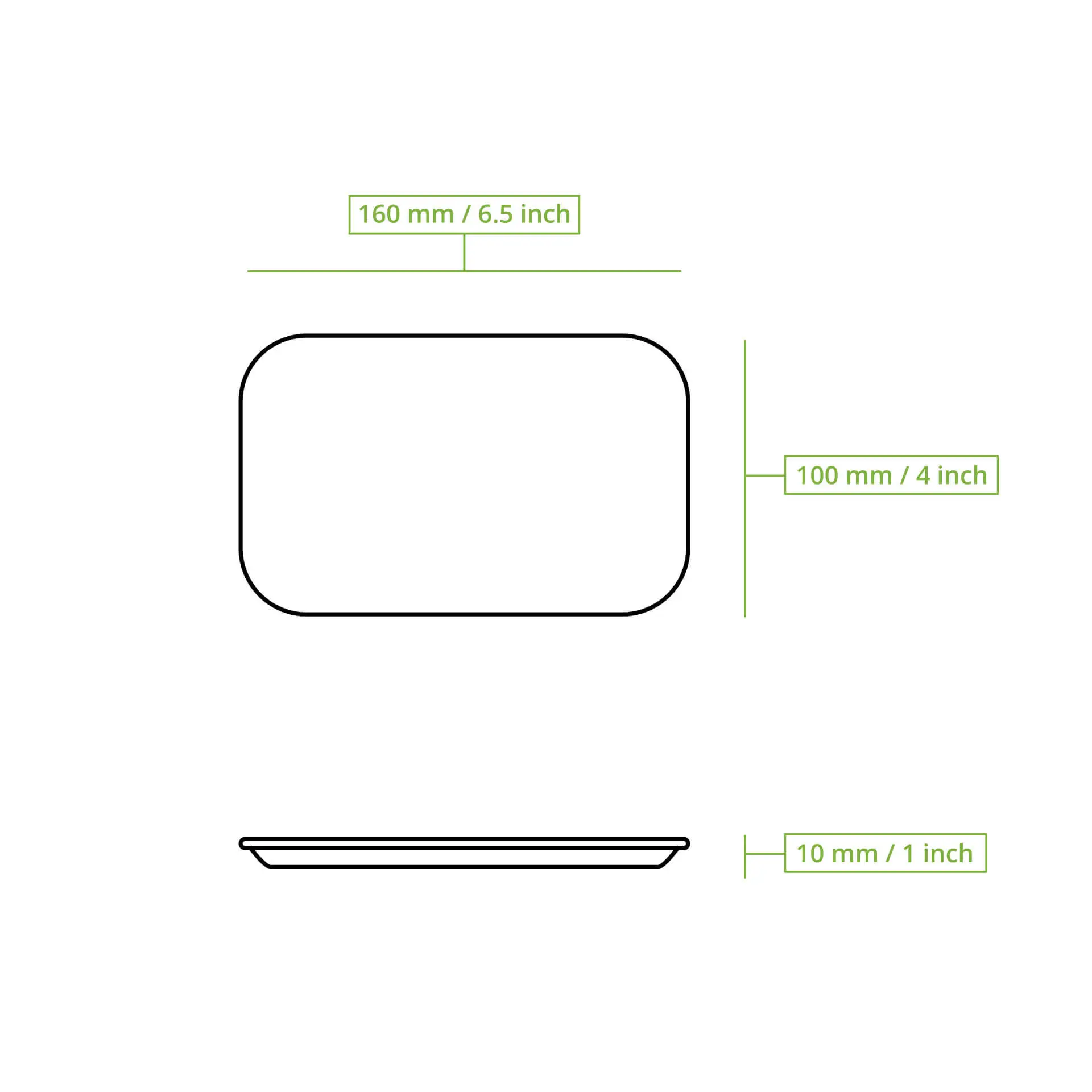 Pappteller 10 x 16 cm, braun, rechteckig