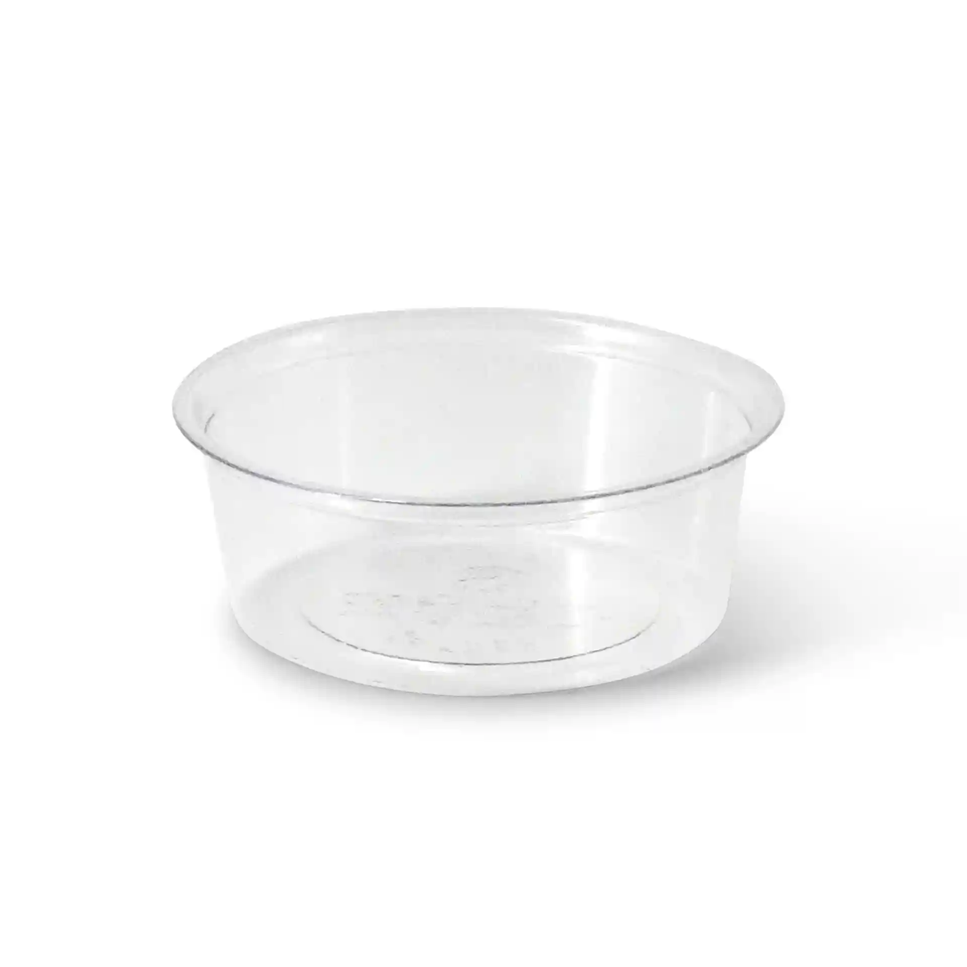 Bicchiere in PLA trasparente con un diametro di 70 mm e un'altezza di 25 mm, capienza di 60 ml di liquido.