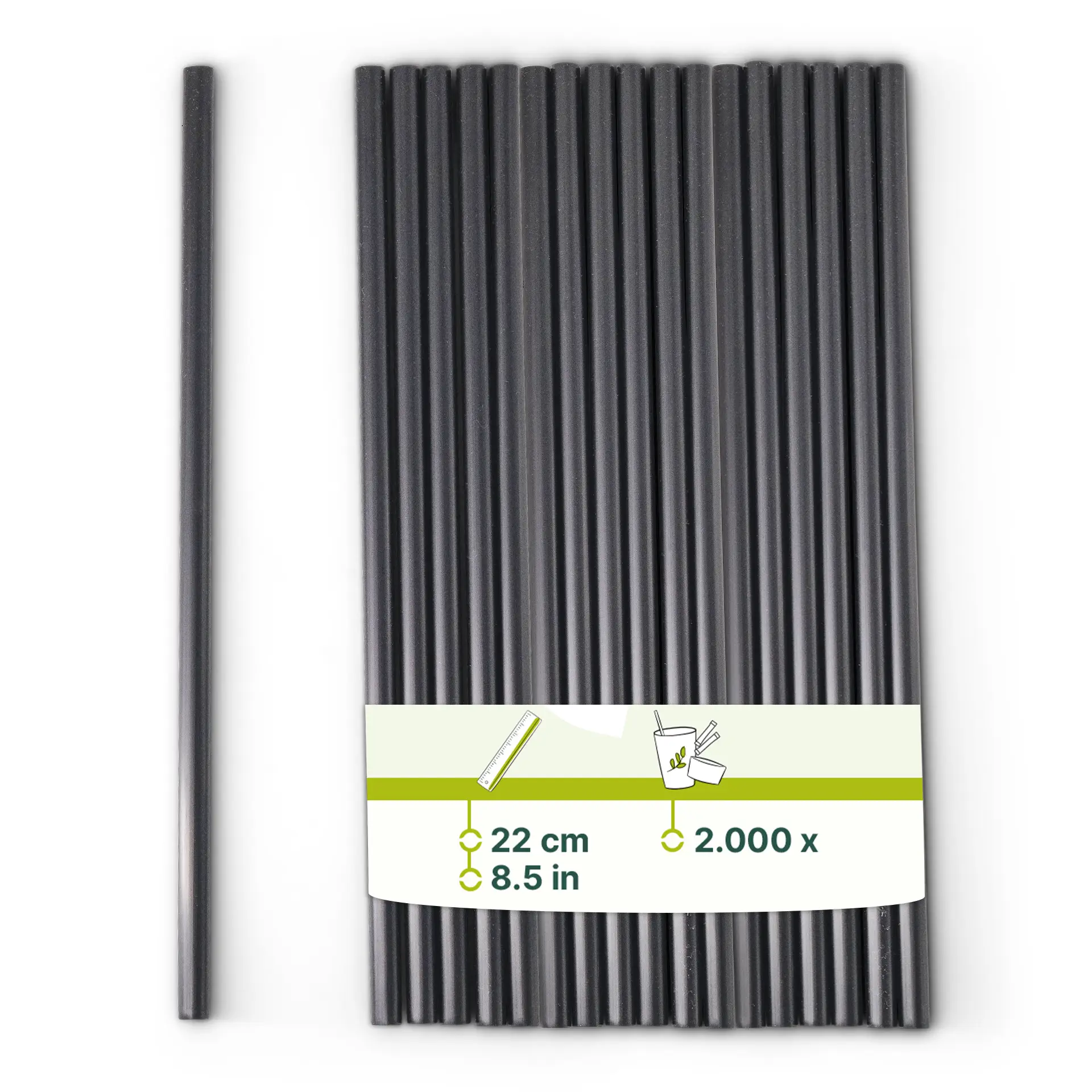 Mehrweg Strohhalme 22 cm, Ø 0,7 cm, schwarz