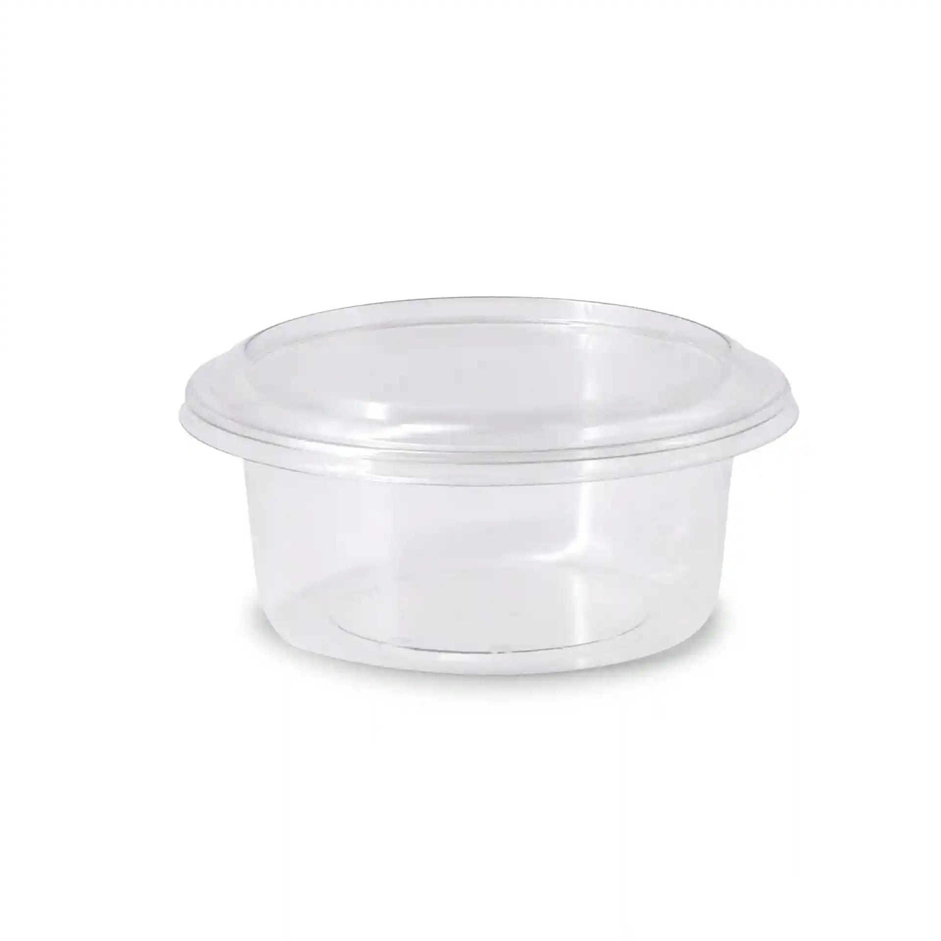 Contenitore rotondo trasparente con coperchio, misura 98 mm di diametro e 12 mm di altezza.