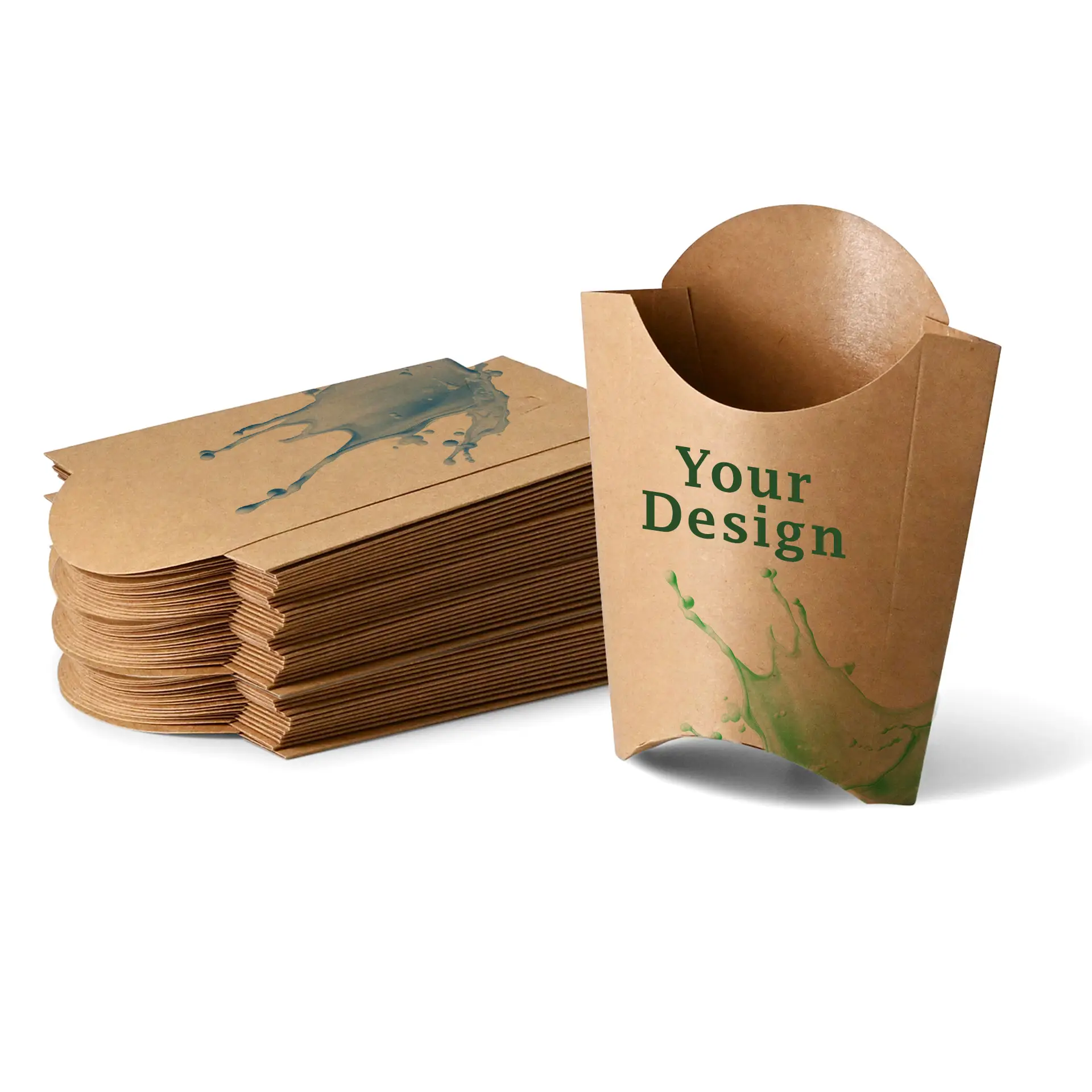 Scatole per patatine personalizzate, 8,5 x 5 x 12 cm, con rivestimento a base d’acqua