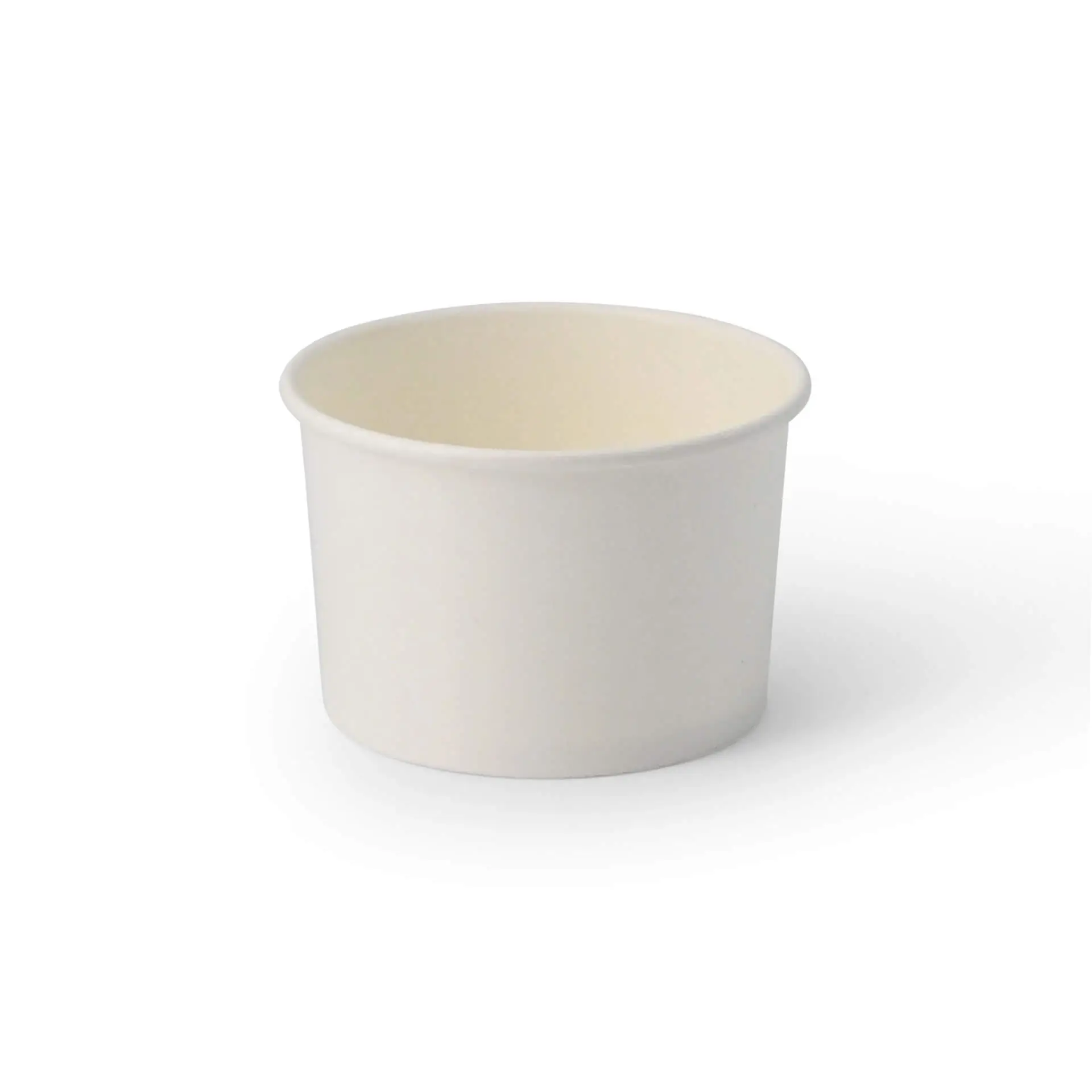 Uno cup in carta bianca per gelato, 9,5 oz, con superficie interna liscia e senza branding visibile.