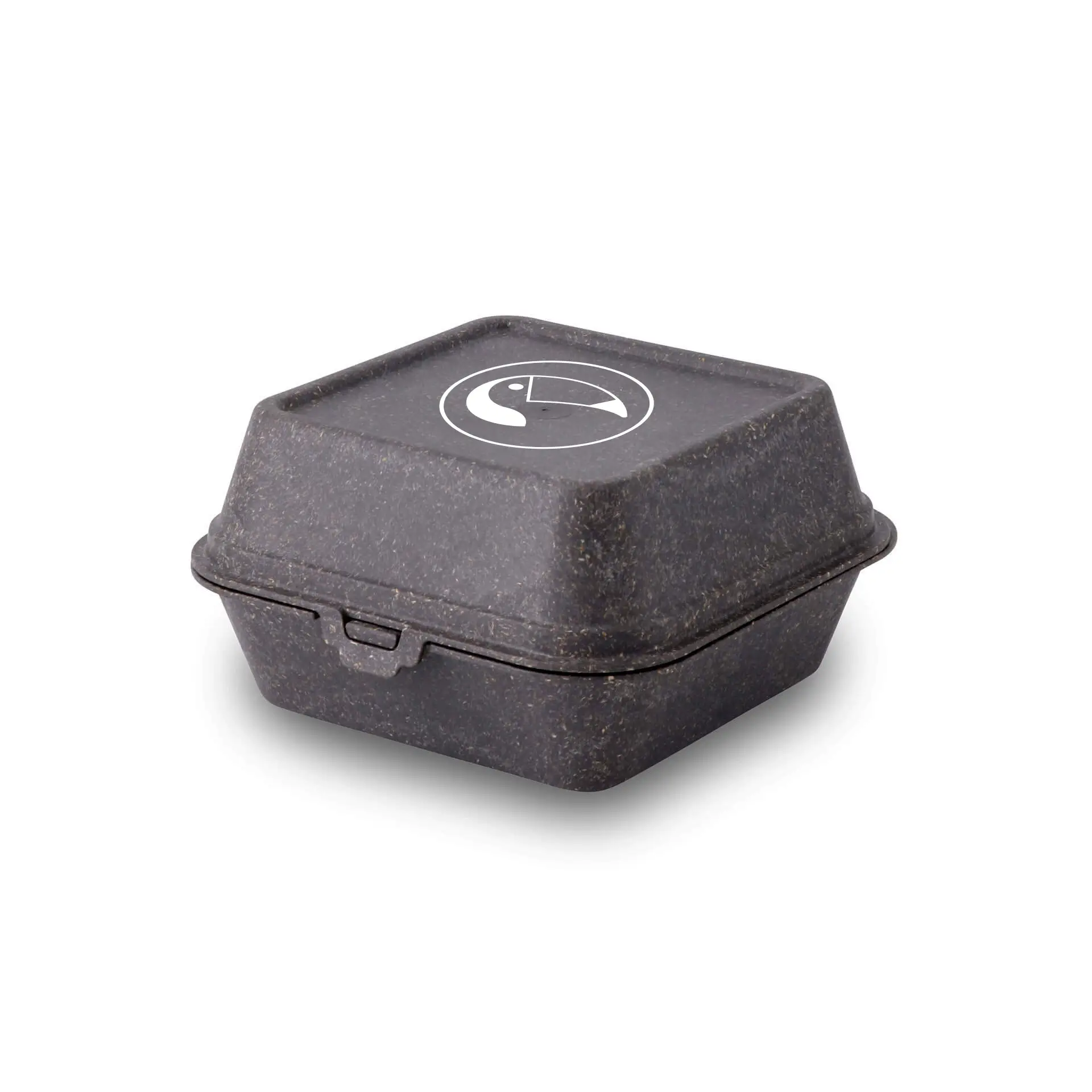 Scatole burger riutilizzabili stampate, 16 x 15 x 8,5 cm, grigio, stampa su un lato