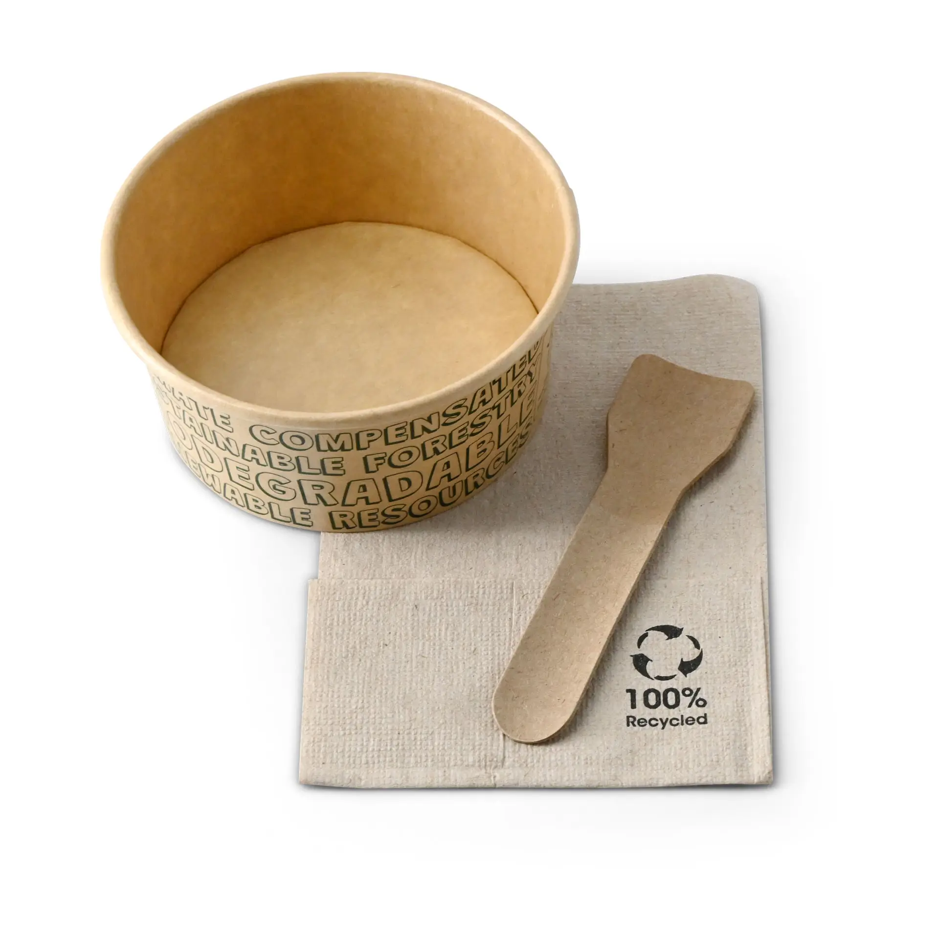 Eisbecher aus Pappe XS, 100 ml, max. 180 ml, Ø 92 mm, braun, EcoUp