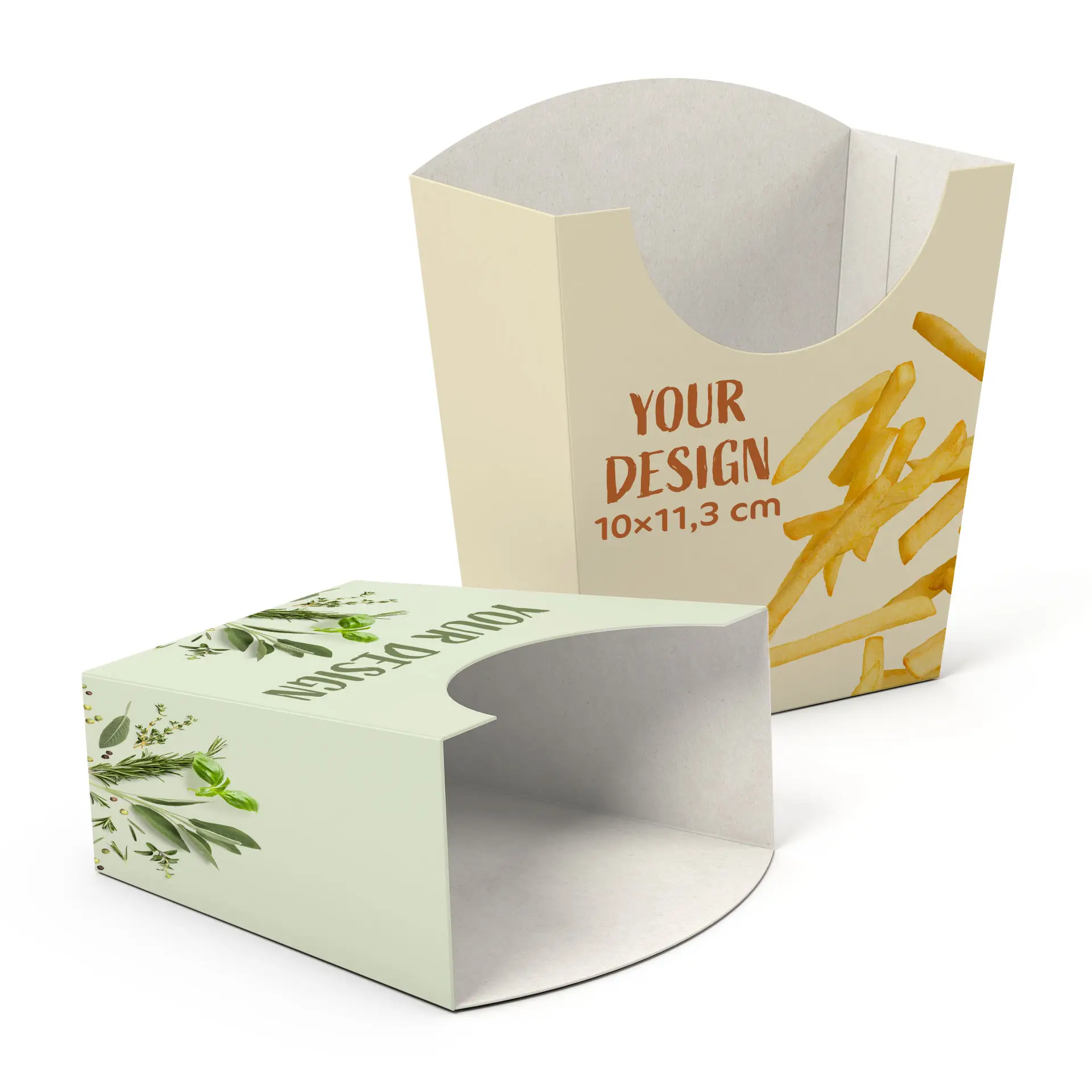 Scatole per patatine personalizzate, 10 x 5 x 11,3 cm, bianche, rettangolari