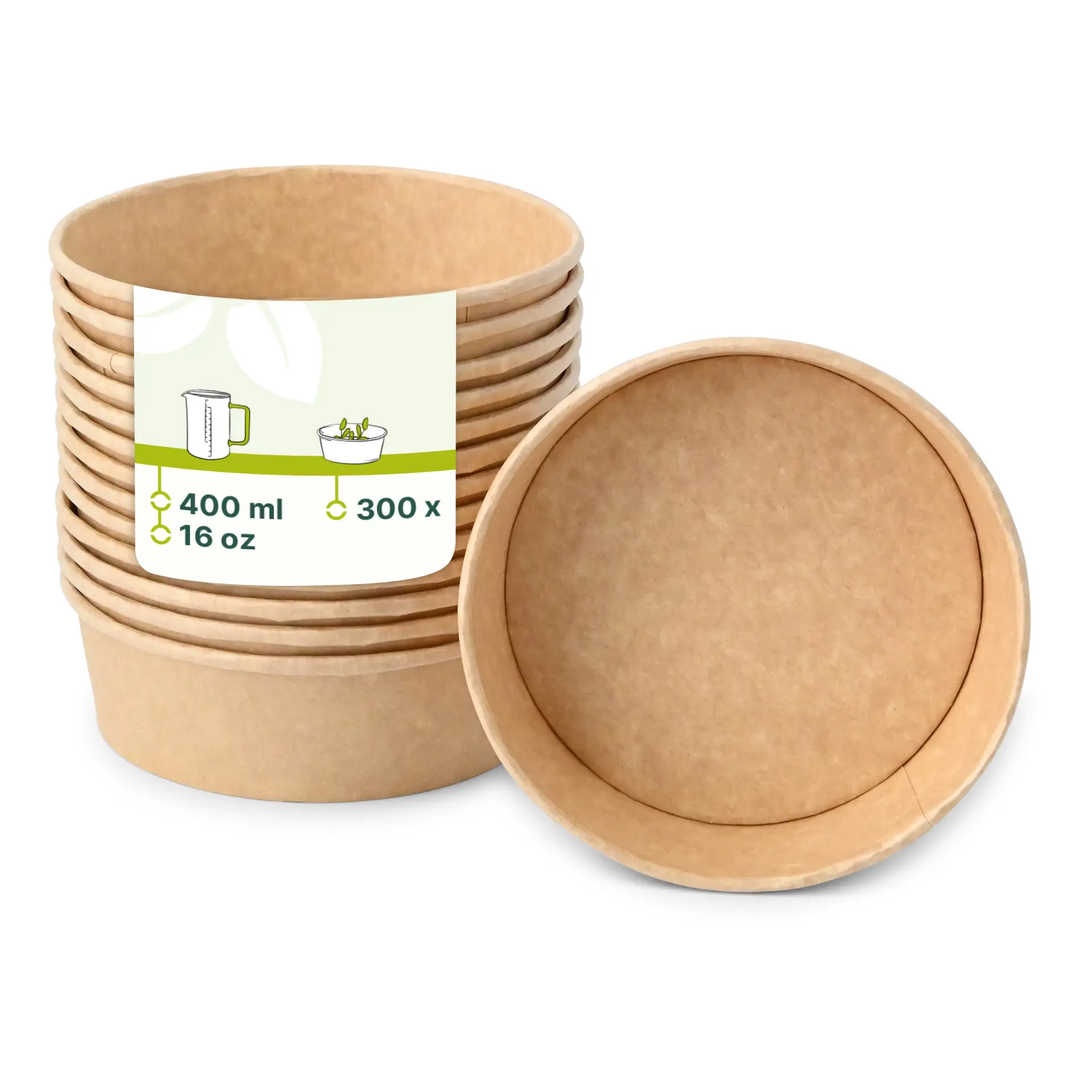 Kartonschalen (beschichtet) / Salatschalen 400 ml, Ø 150 mm, braun, rund (650 ml max. Volumen)