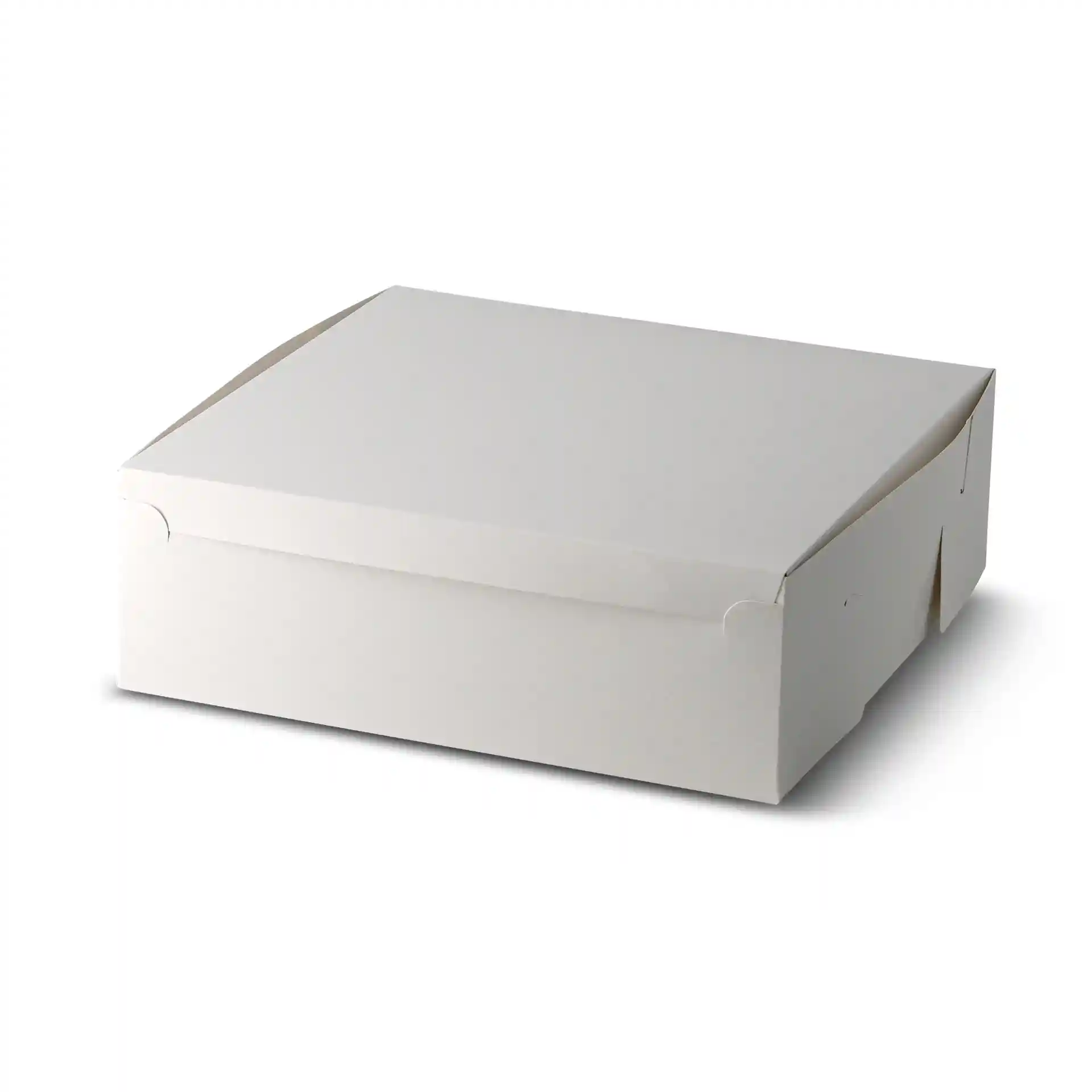 Scatola per torta bianca con coperchio, misura 30,5 x 30,5 x 10 cm.