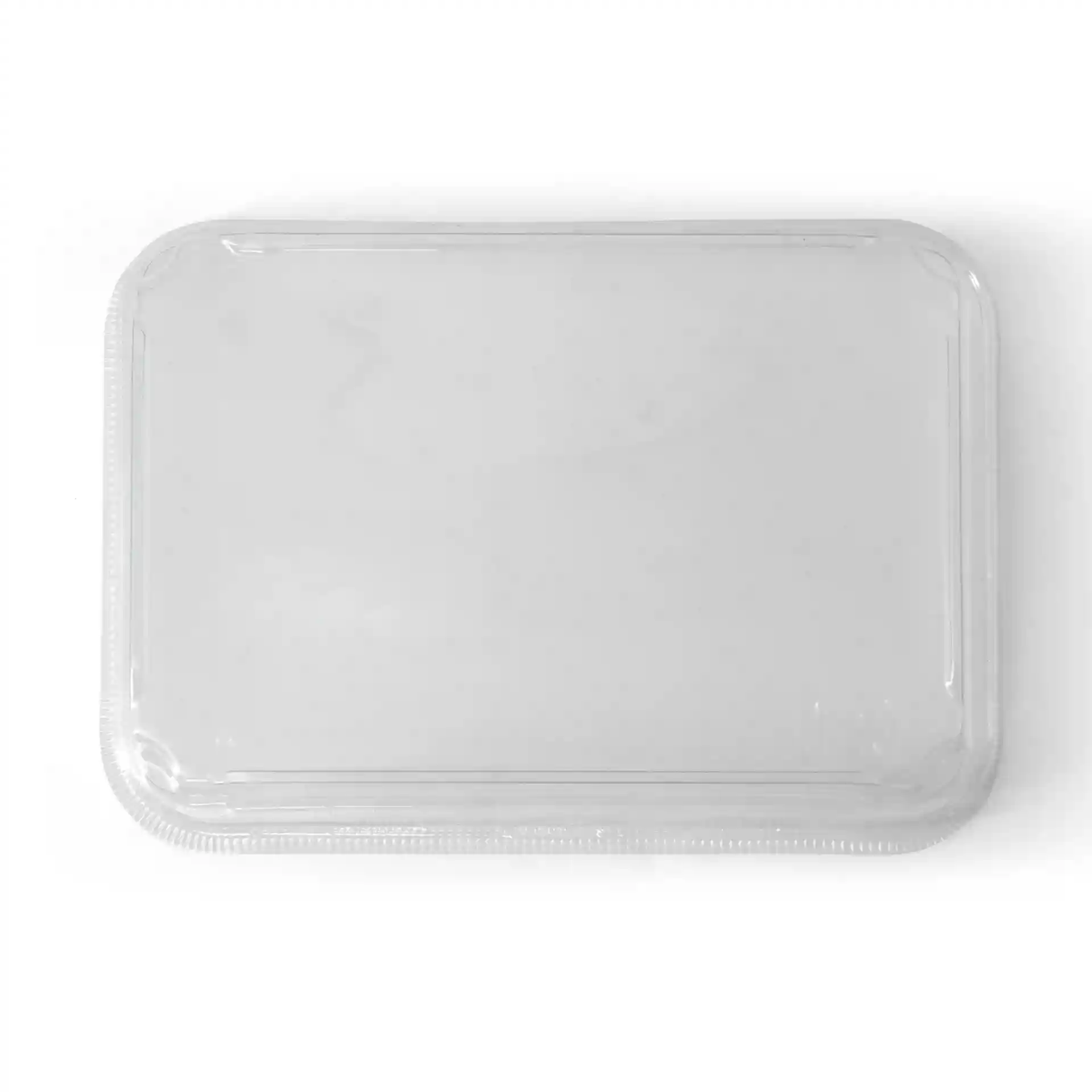 Coperchio in PET trasparente per scatole di sushi, misura 22 x 14 cm con un'altezza di 3 cm.