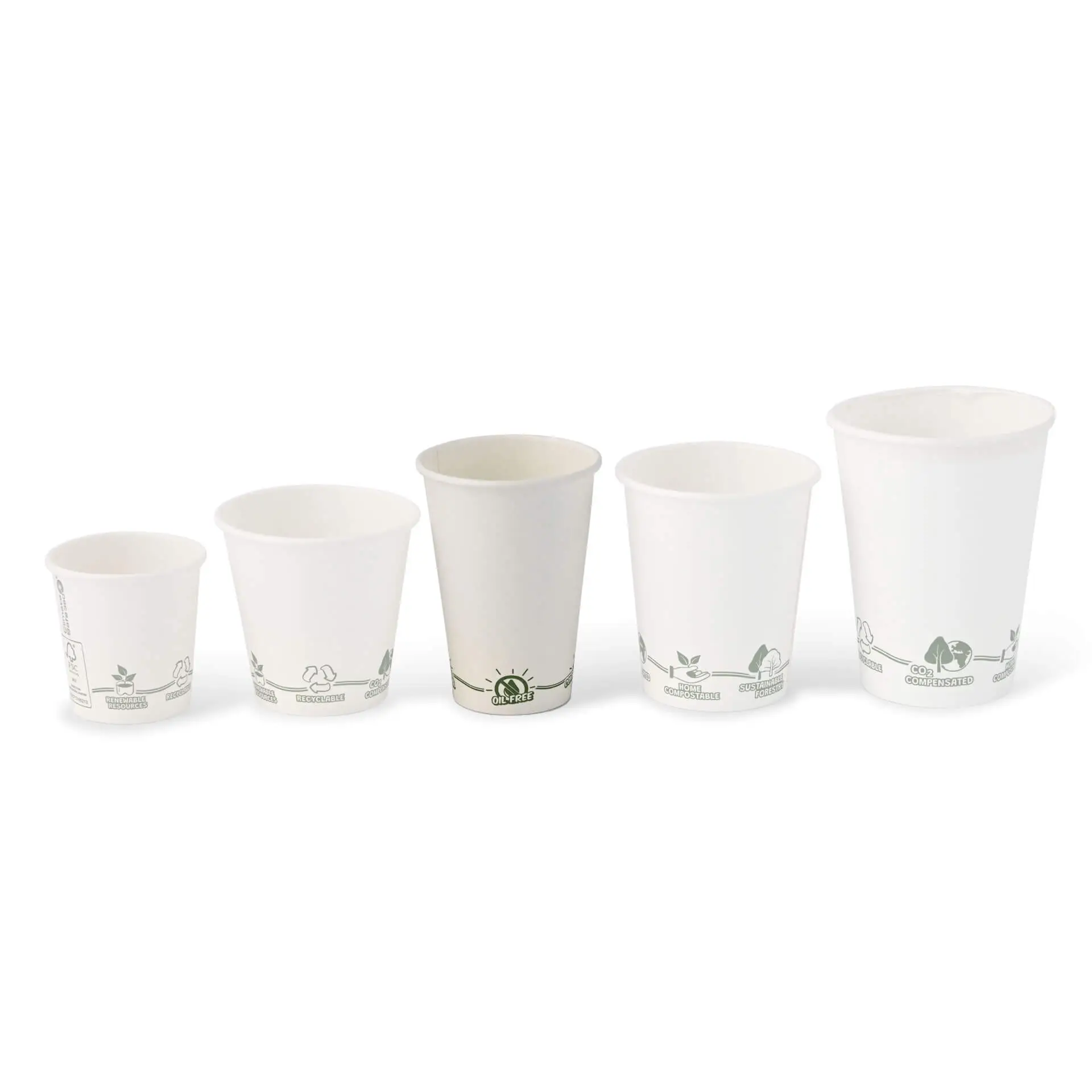 Bicchiere per distributore "EcoUp©" Icone, 180 ml / 7,5 oz, Ø 70 mm, parete singola, bianco, rivestito in PLA