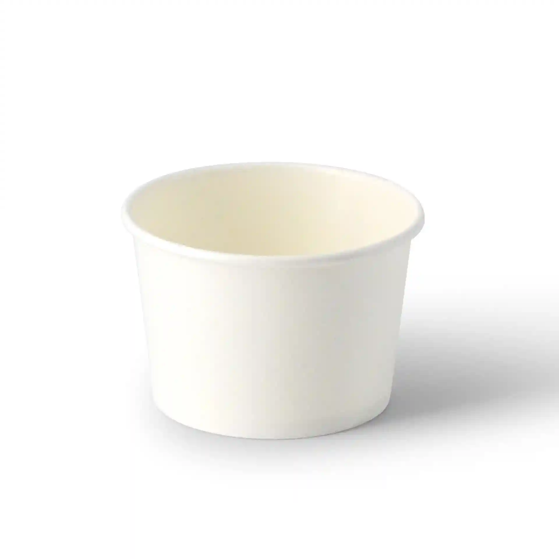 Coppetta per gelato in cartone bianco con diametro di 76 mm e altezza di 50 mm, capienza fino a 130 ml.