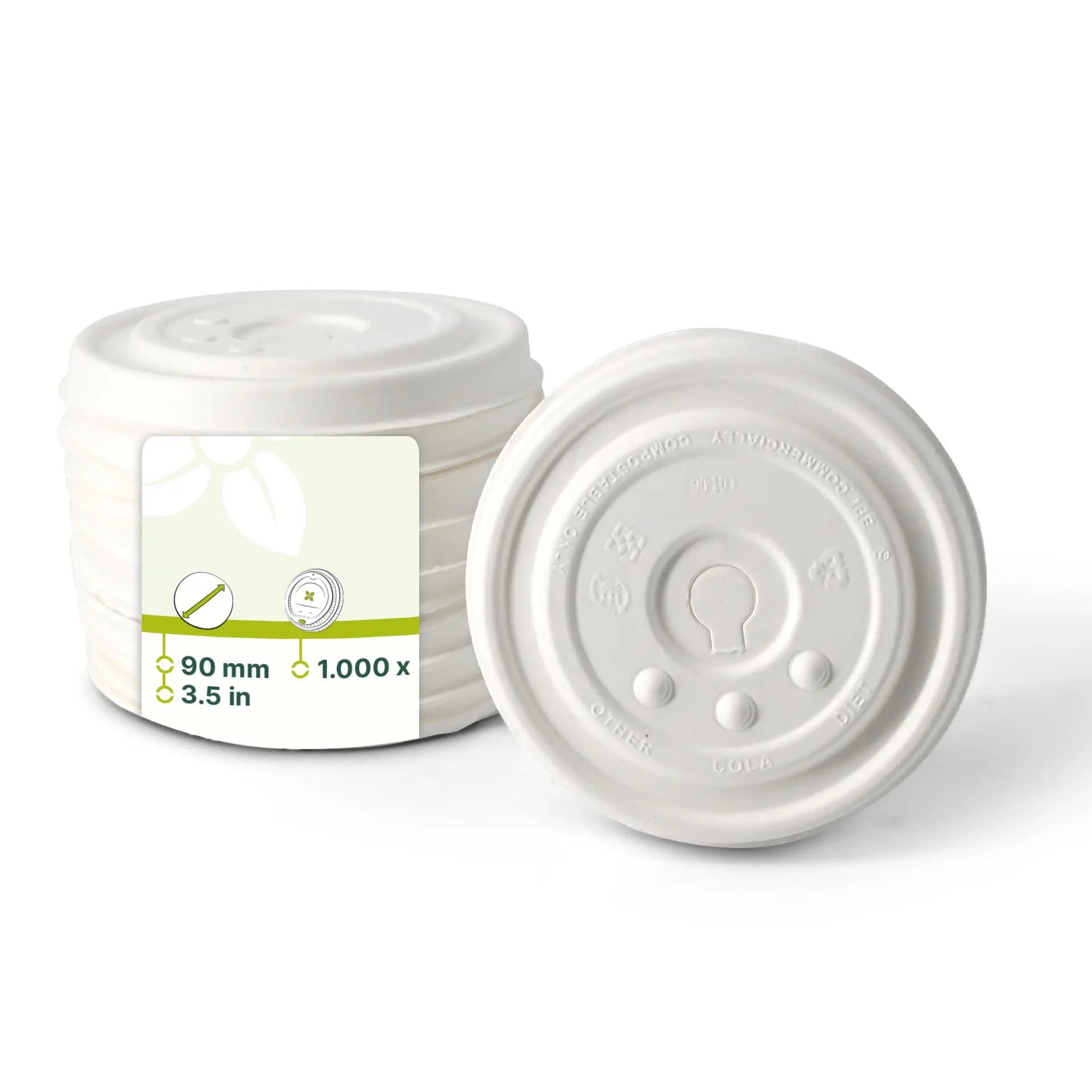 Papp-Flachdeckel Ø 90 mm, weiß, Halmkreuz