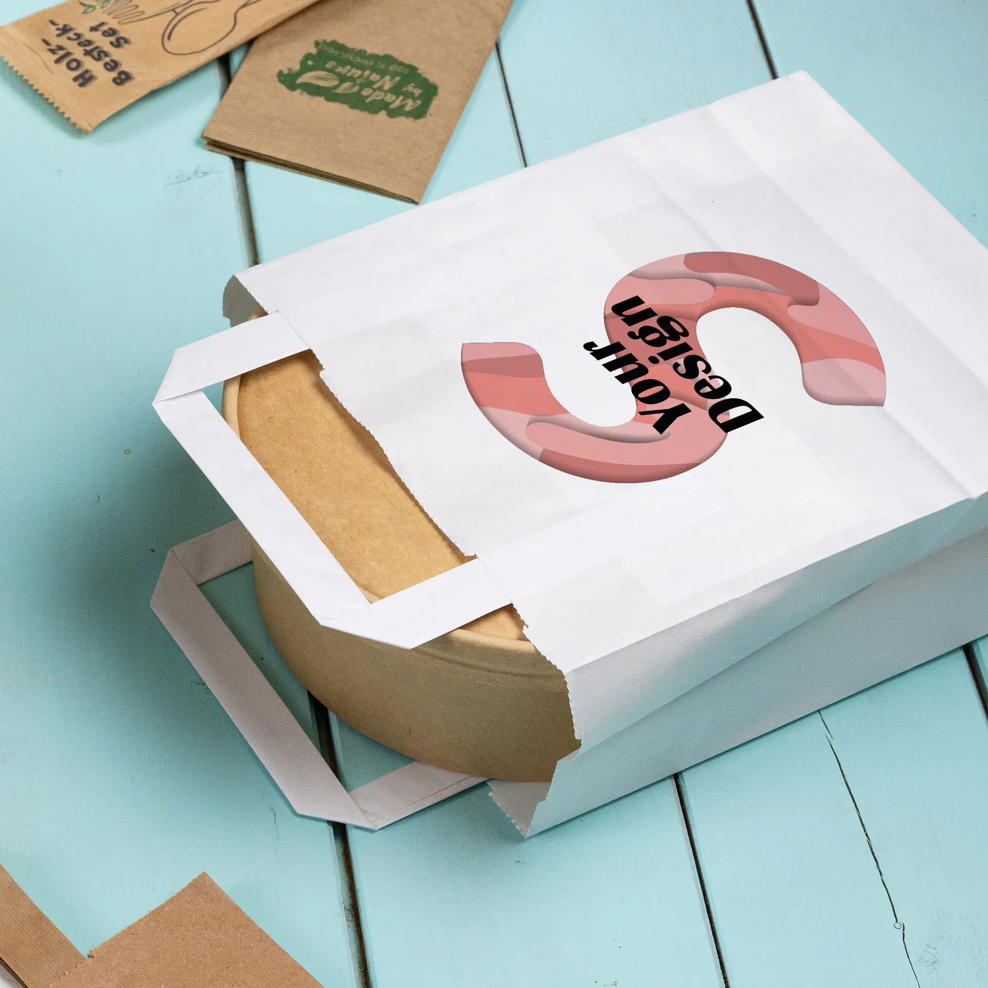 Papiertragetaschen bedrucken, S - 18 x 8 x 22 cm, weiß