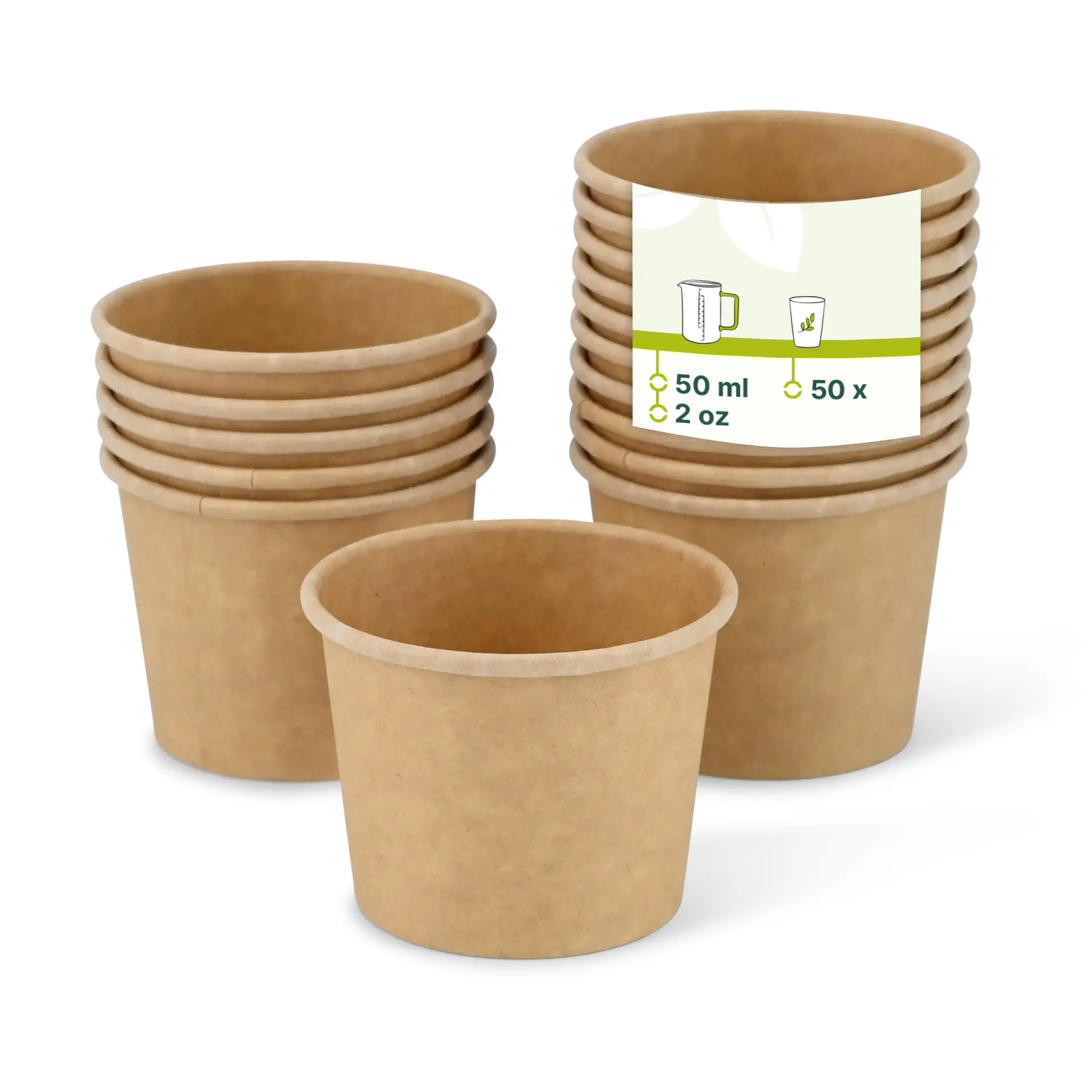 Portionsbecher aus Karton (beschichtet) 50 ml, Ø 62 mm, braun