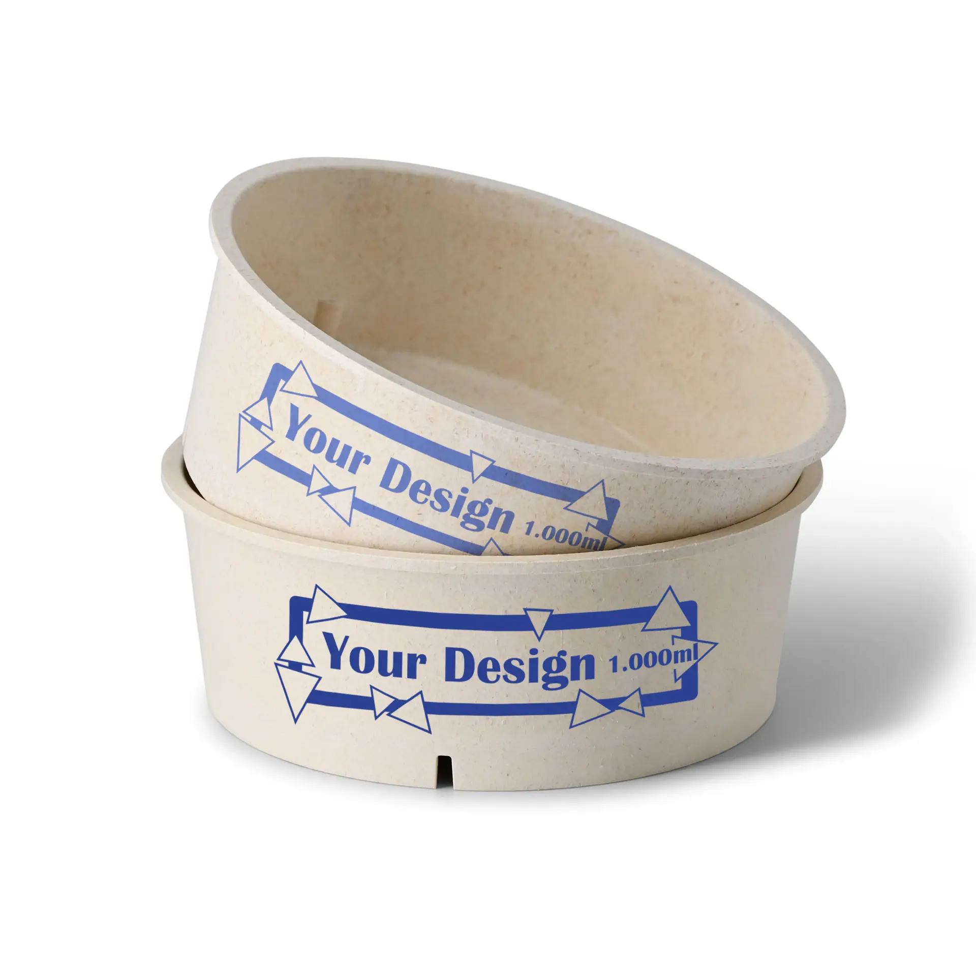 Ciotola riutilizzabile personalizzata, 1000 ml, bianco crema
