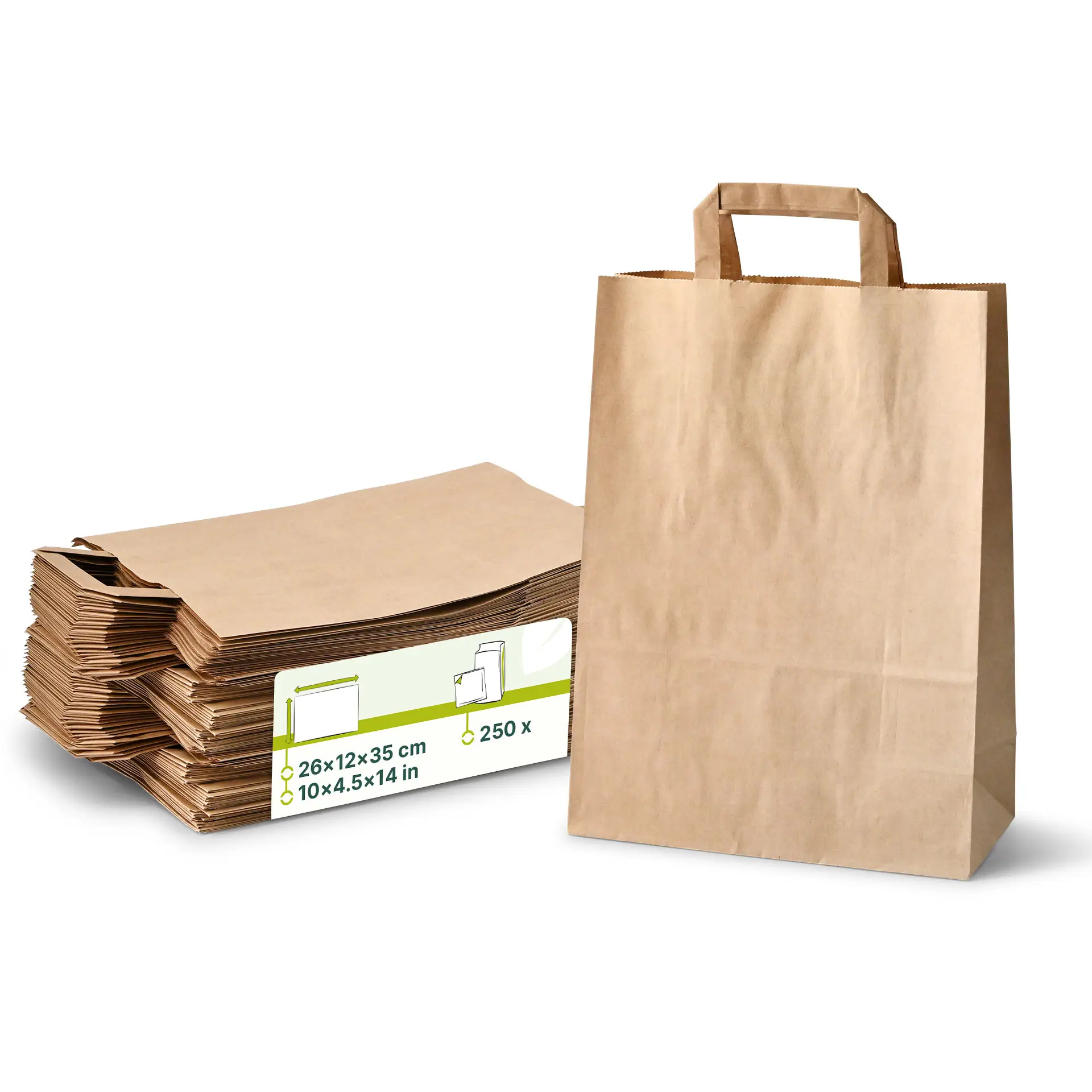Tragetaschen aus Recyclingpapier L, 26 x 12 x 35 cm, braun