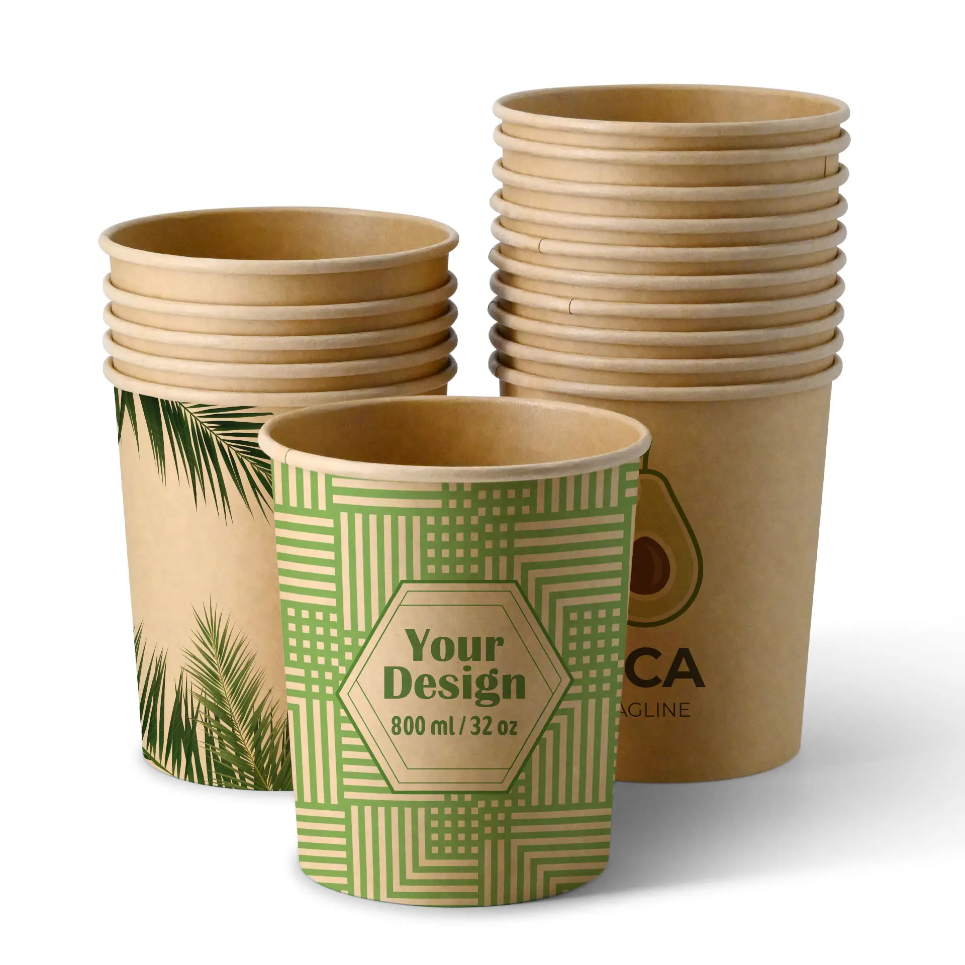 Suppenbecher to go bedruckt, 800 ml, Ø 115 mm, braun, PLA-beschichtet